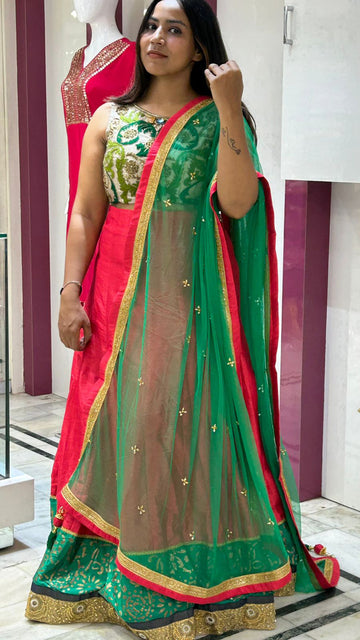 Raw Silk Embroidered Silk Indo western