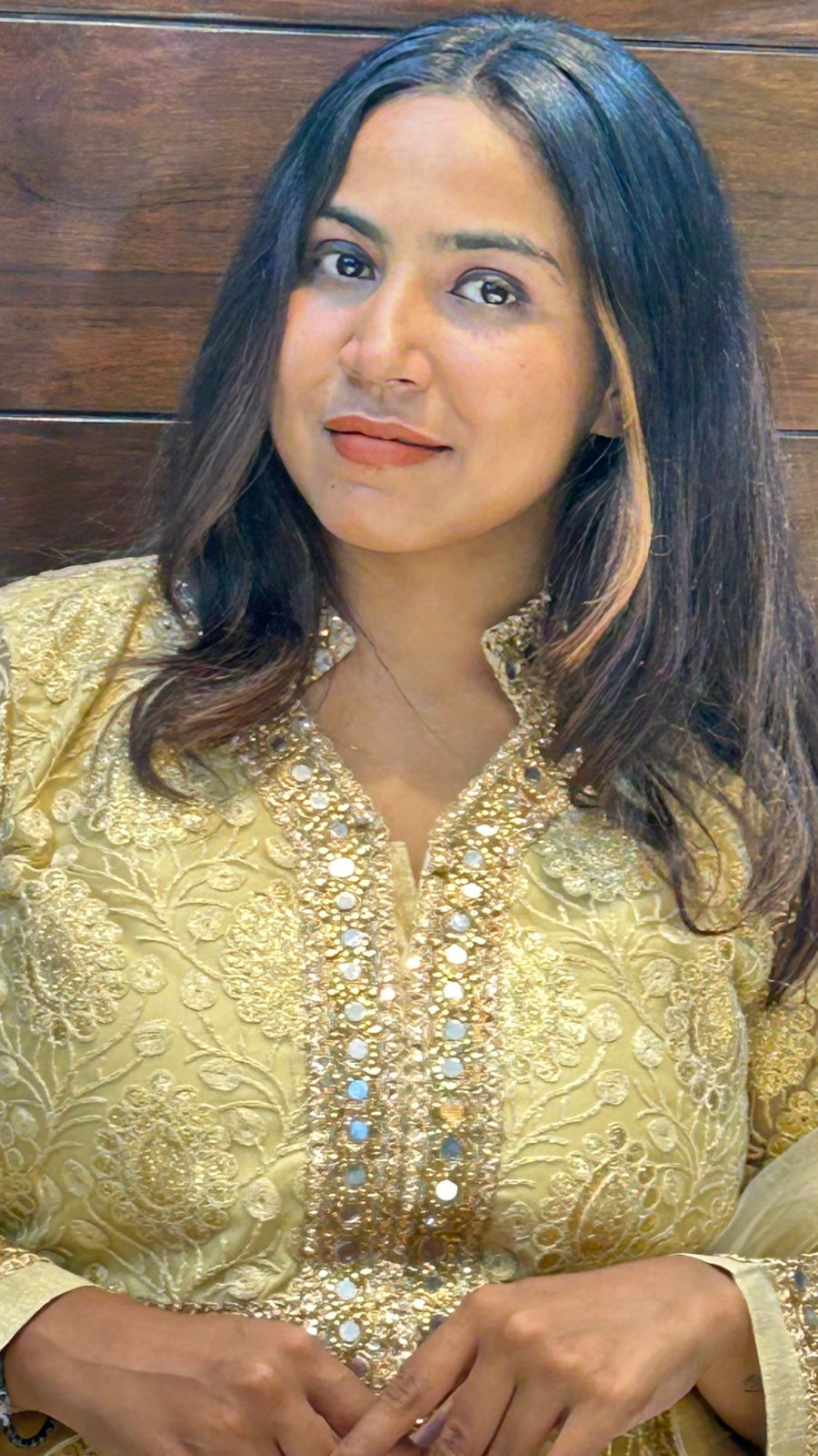 Long Indo western Traditional Golden Look Lehenga In Mirror and Sequence