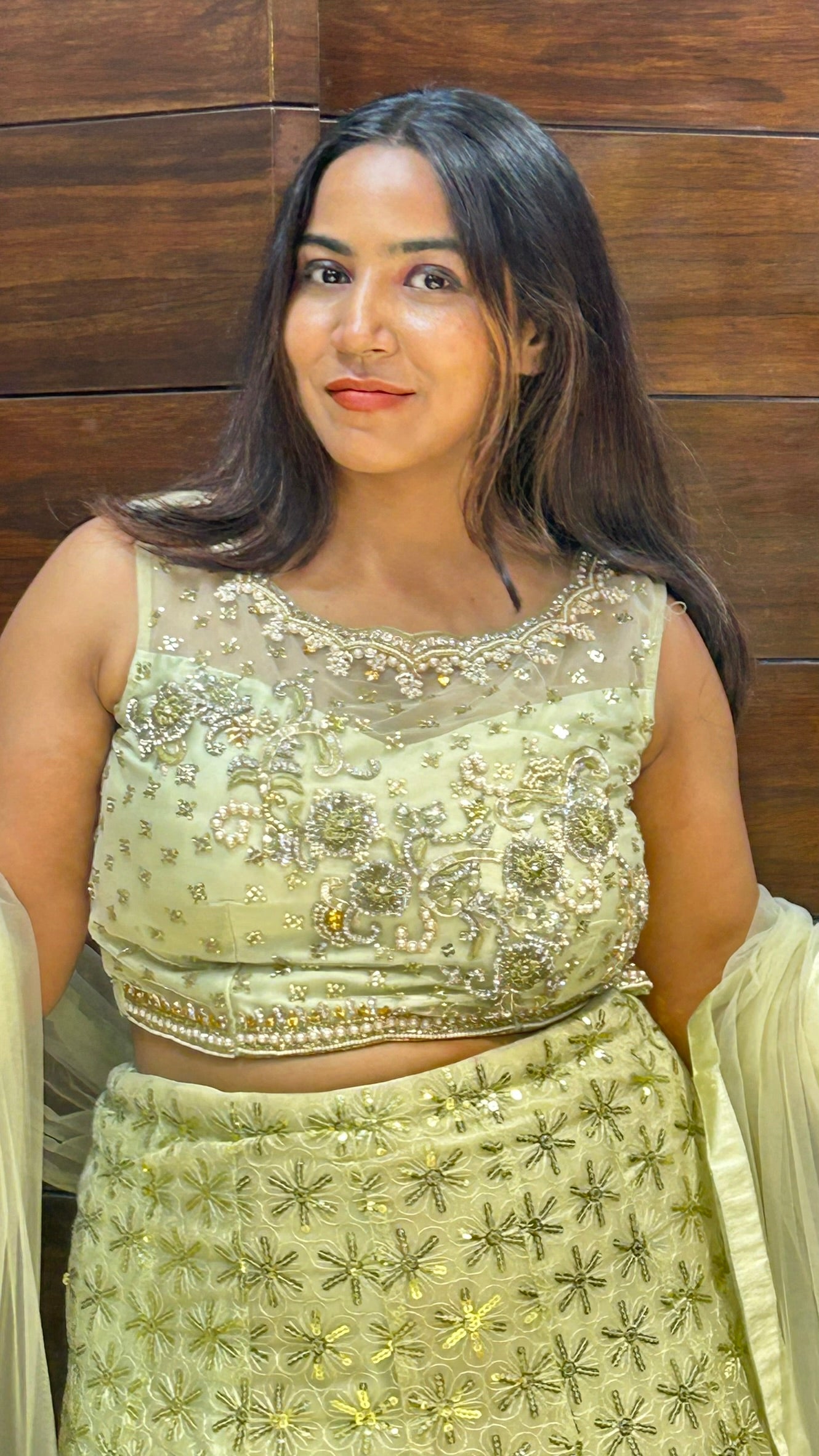 light green fully loaded choli sequence work designer wedding lehenga