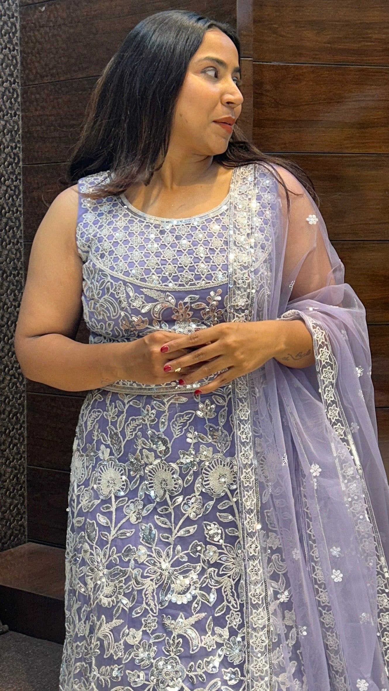 sequence work thread work heavy bridal wedding purple lehenga