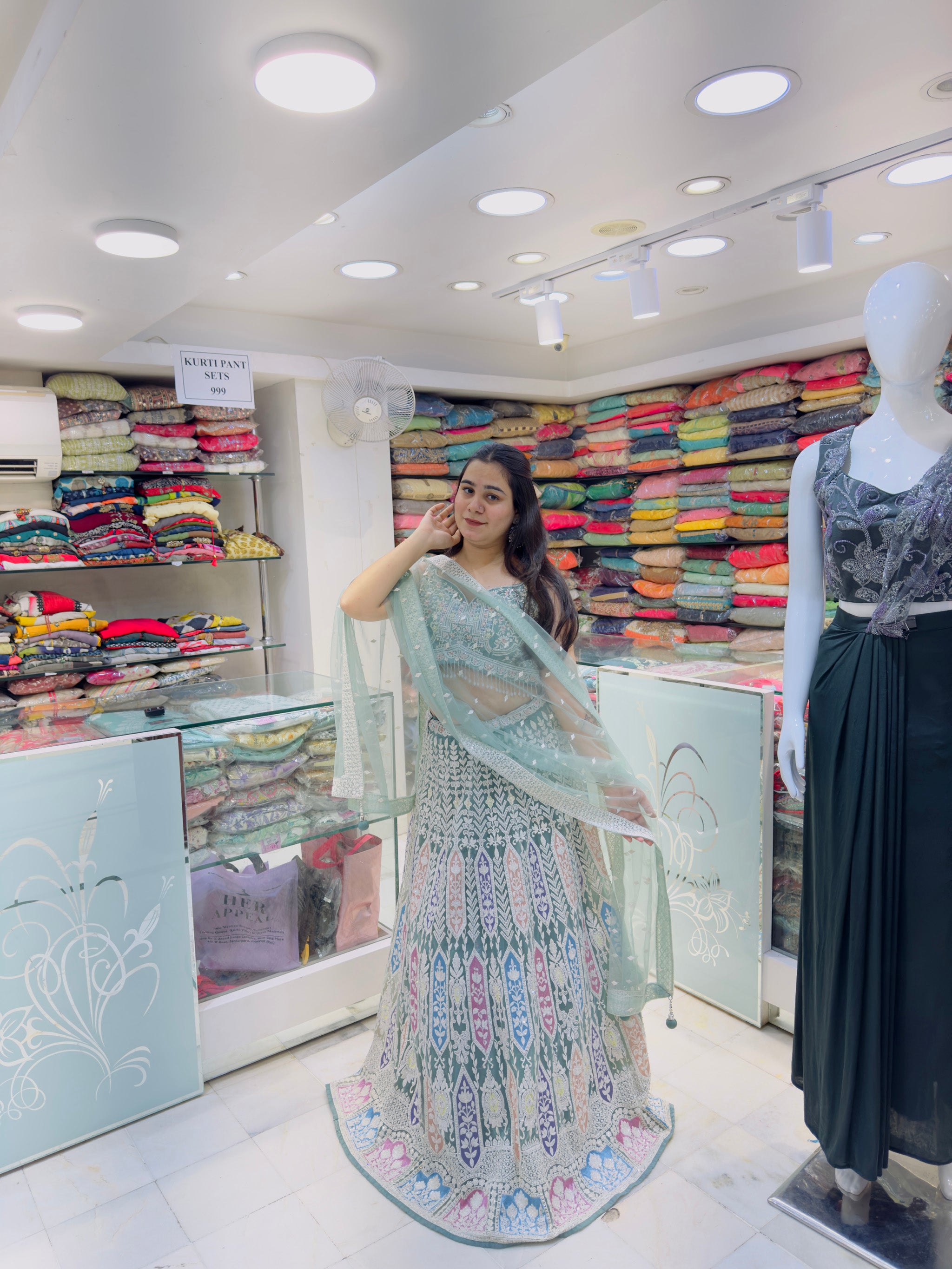 rich look embroidered multicolor engagement lehenga