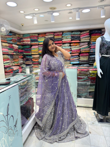 kundan thread zari moti work designer bridal wedding lehenga