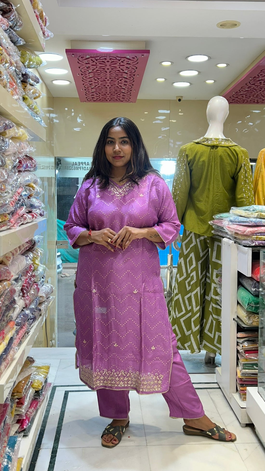 purple banarasi kurti pant adorable ethnic wear