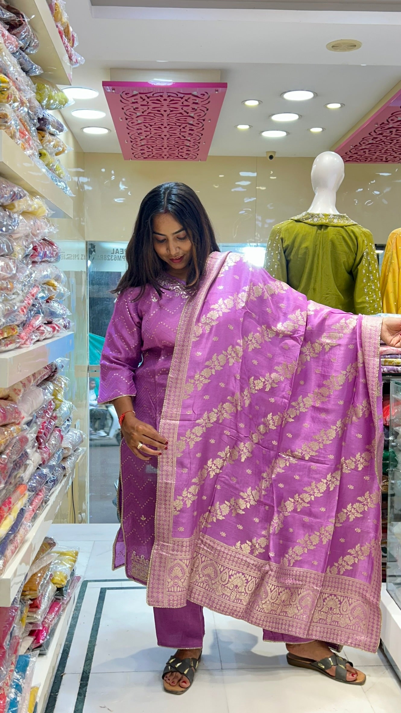 purple banarasi kurti pant adorable ethnic wear