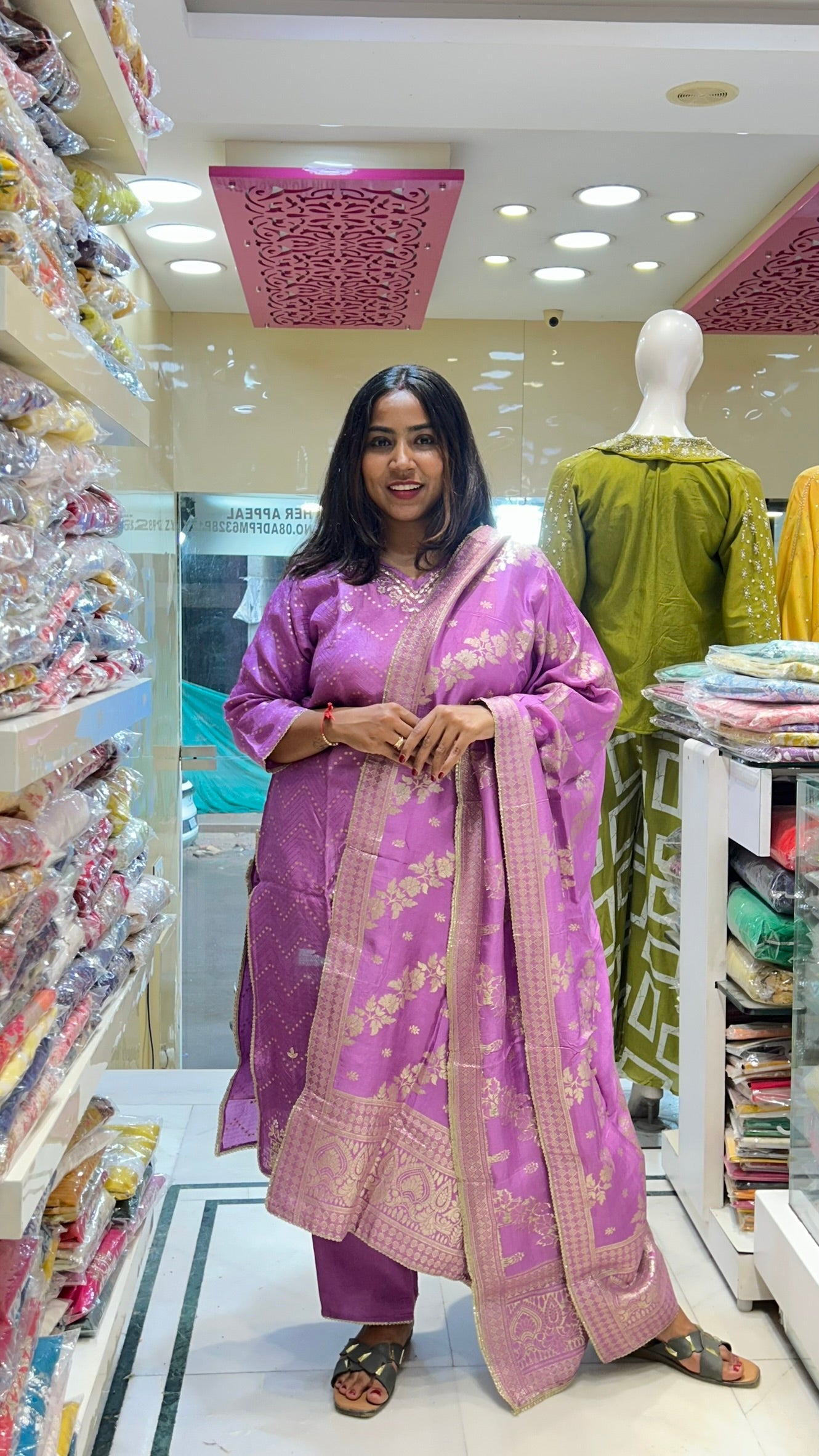 purple banarasi kurti pant adorable ethnic wear