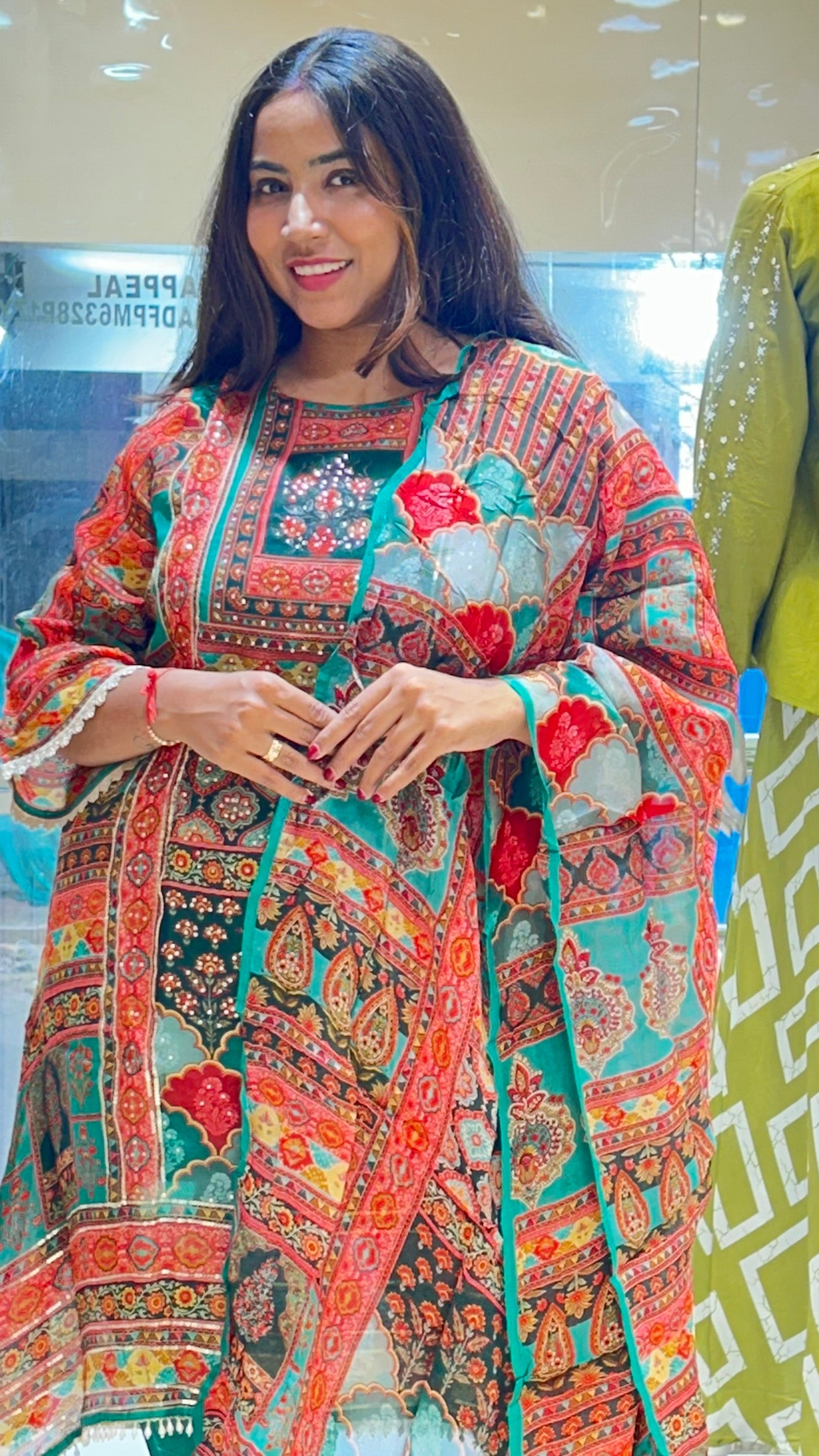 tunic pants short kurti multicolor crepe kurta pant set