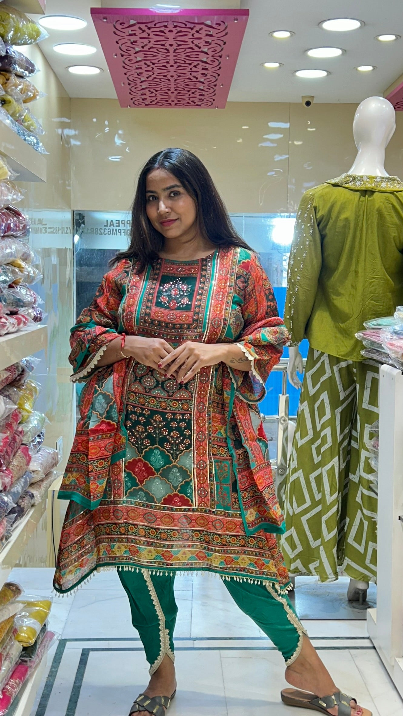 tunic pants short kurti multicolor crepe kurta pant set