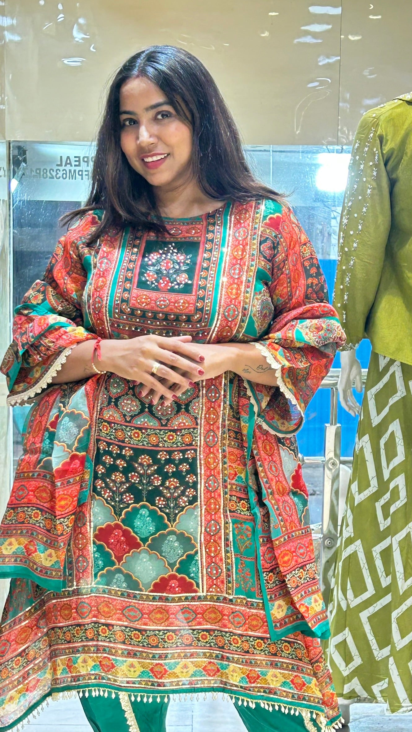 tunic pants short kurti multicolor crepe kurta pant set