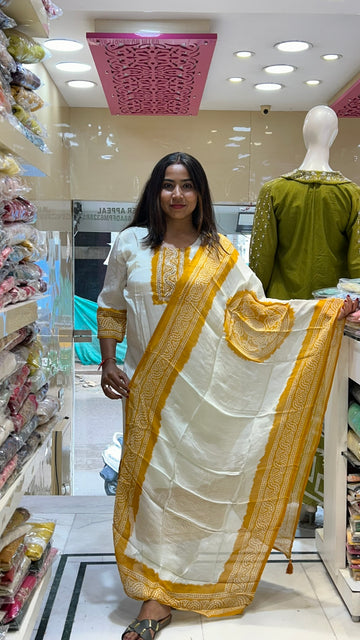 crepe silk batik print partywear simplicity kurta suit