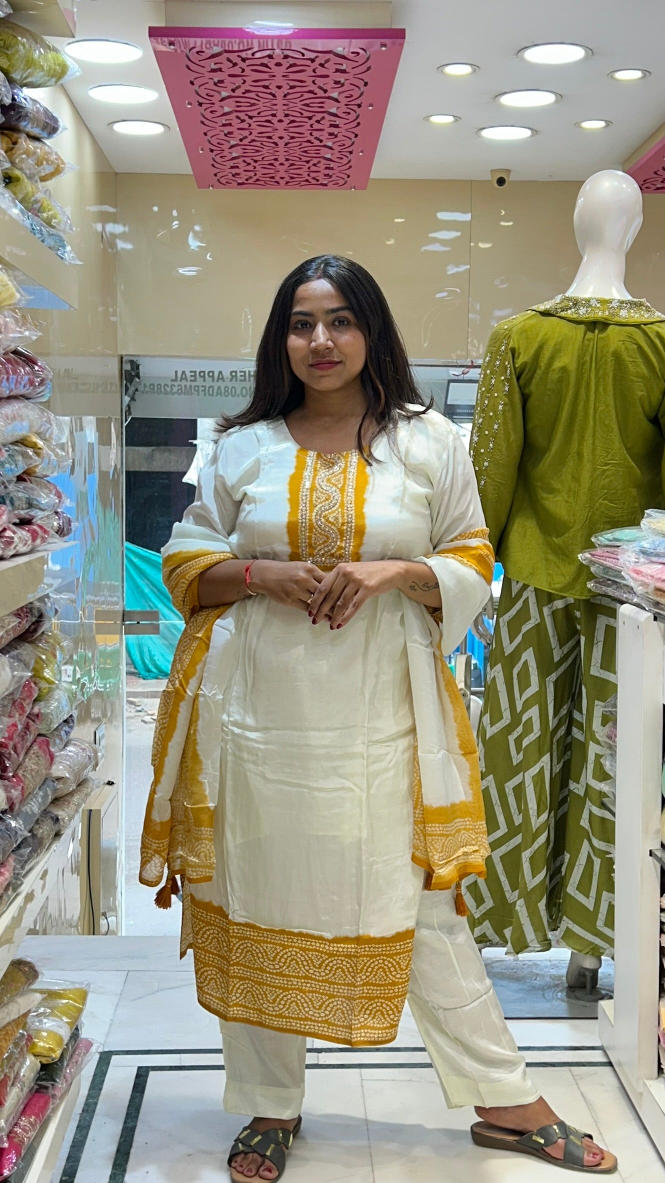 crepe silk batik print partywear simplicity kurta suit