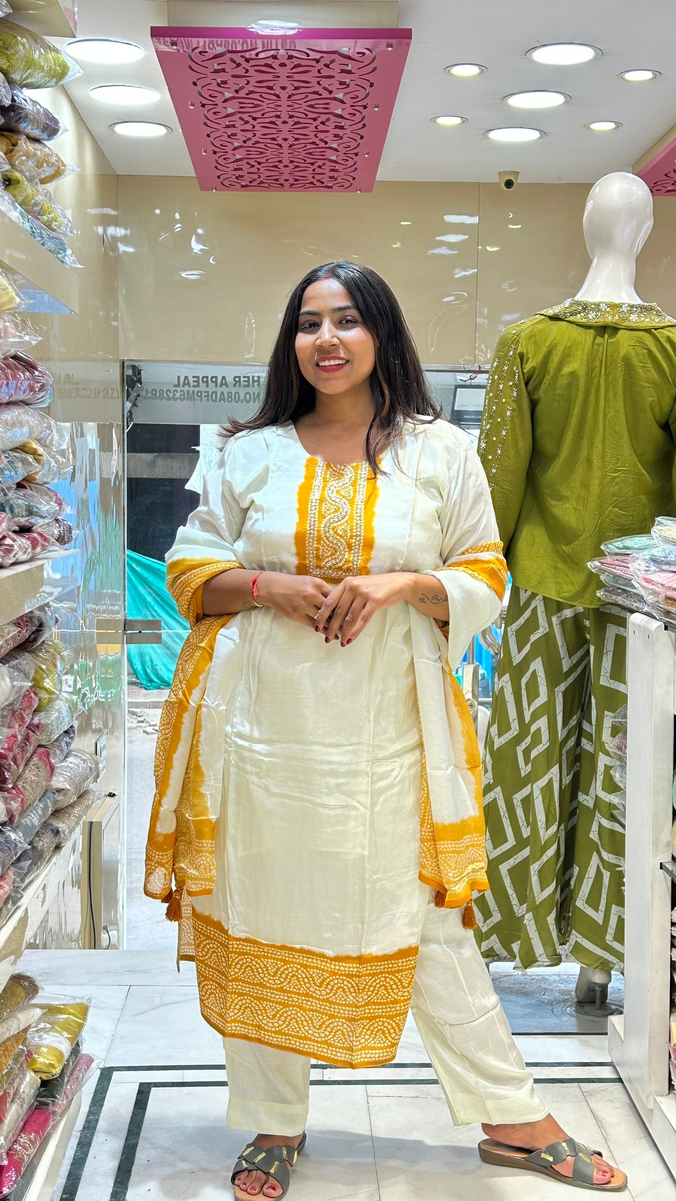 crepe silk batik print partywear simplicity kurta suit