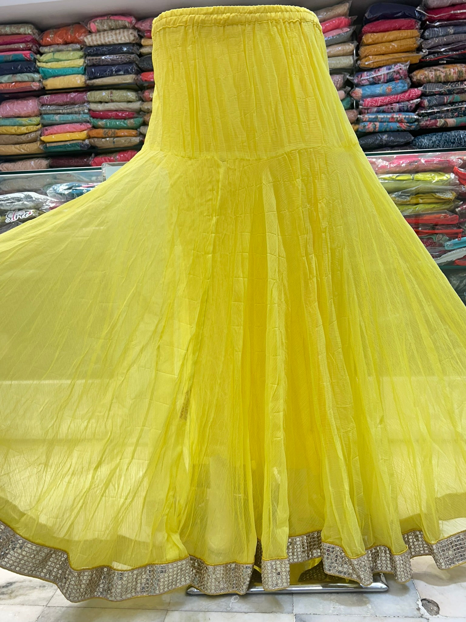 pure chiffon yellow color skirt