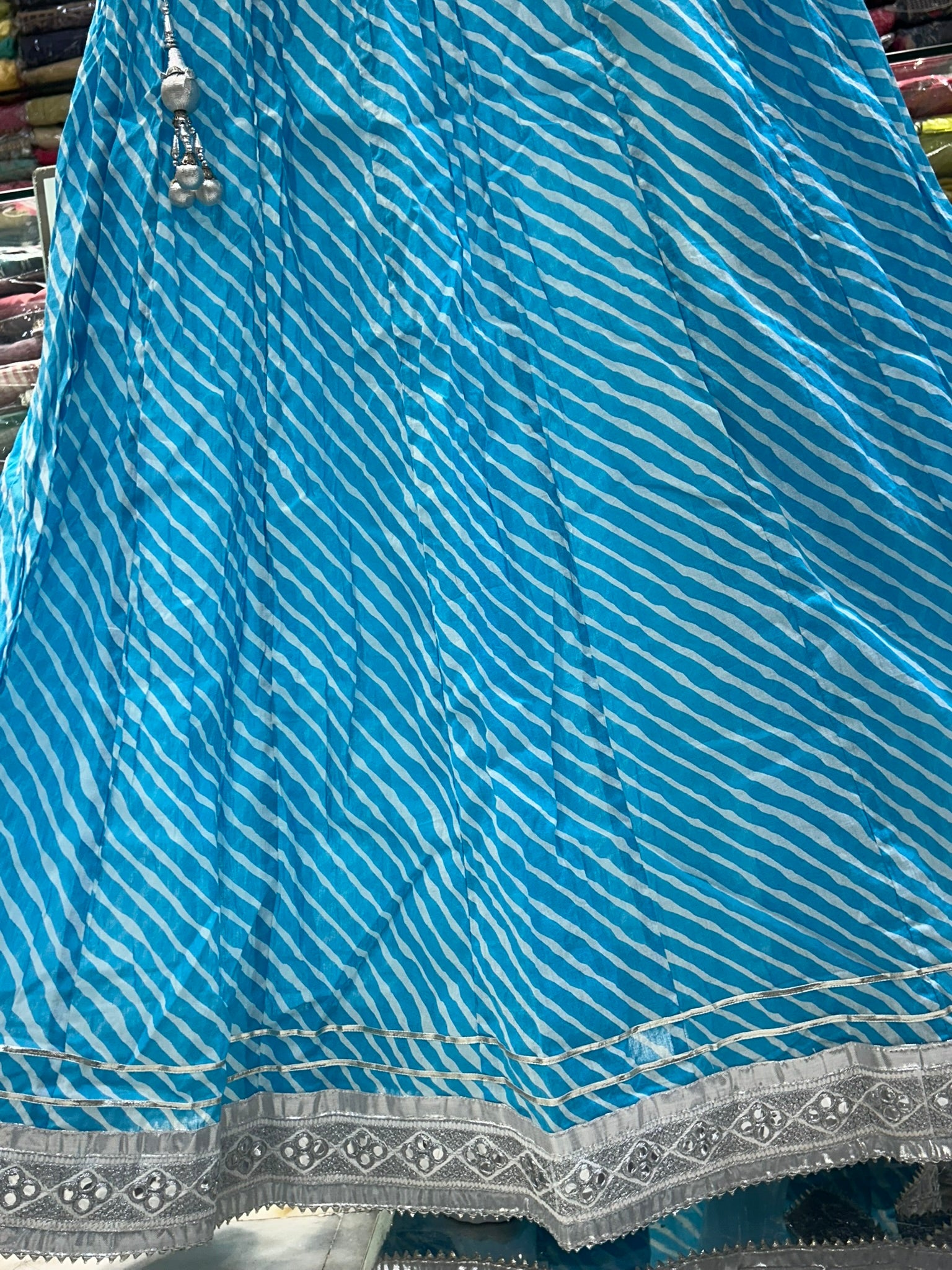 ferozi blue color cotton lahriya style skirt