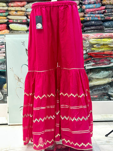 daily wear dark pink flaired cotton sharara