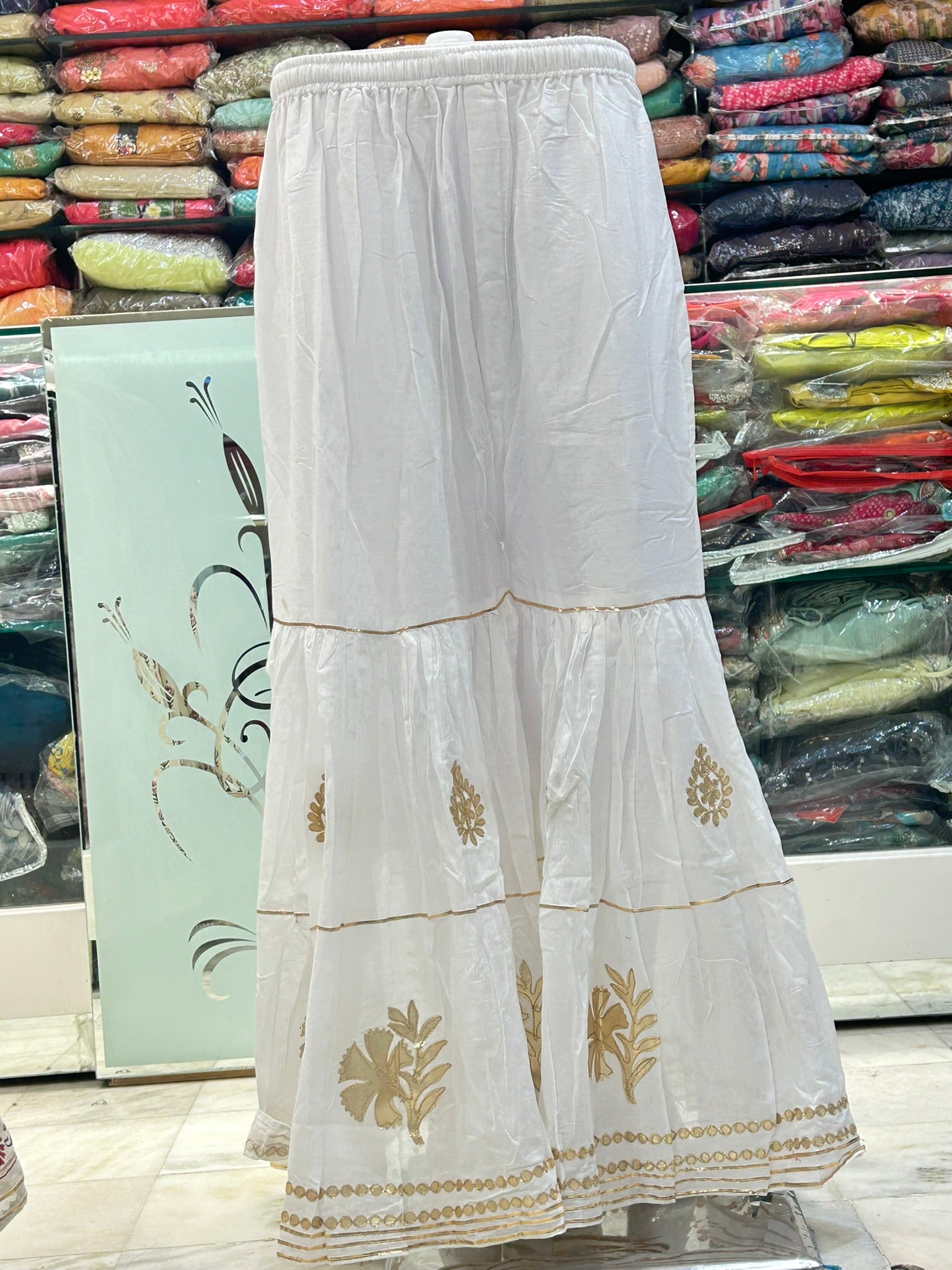 daily wear pure cotton white patch work sharara