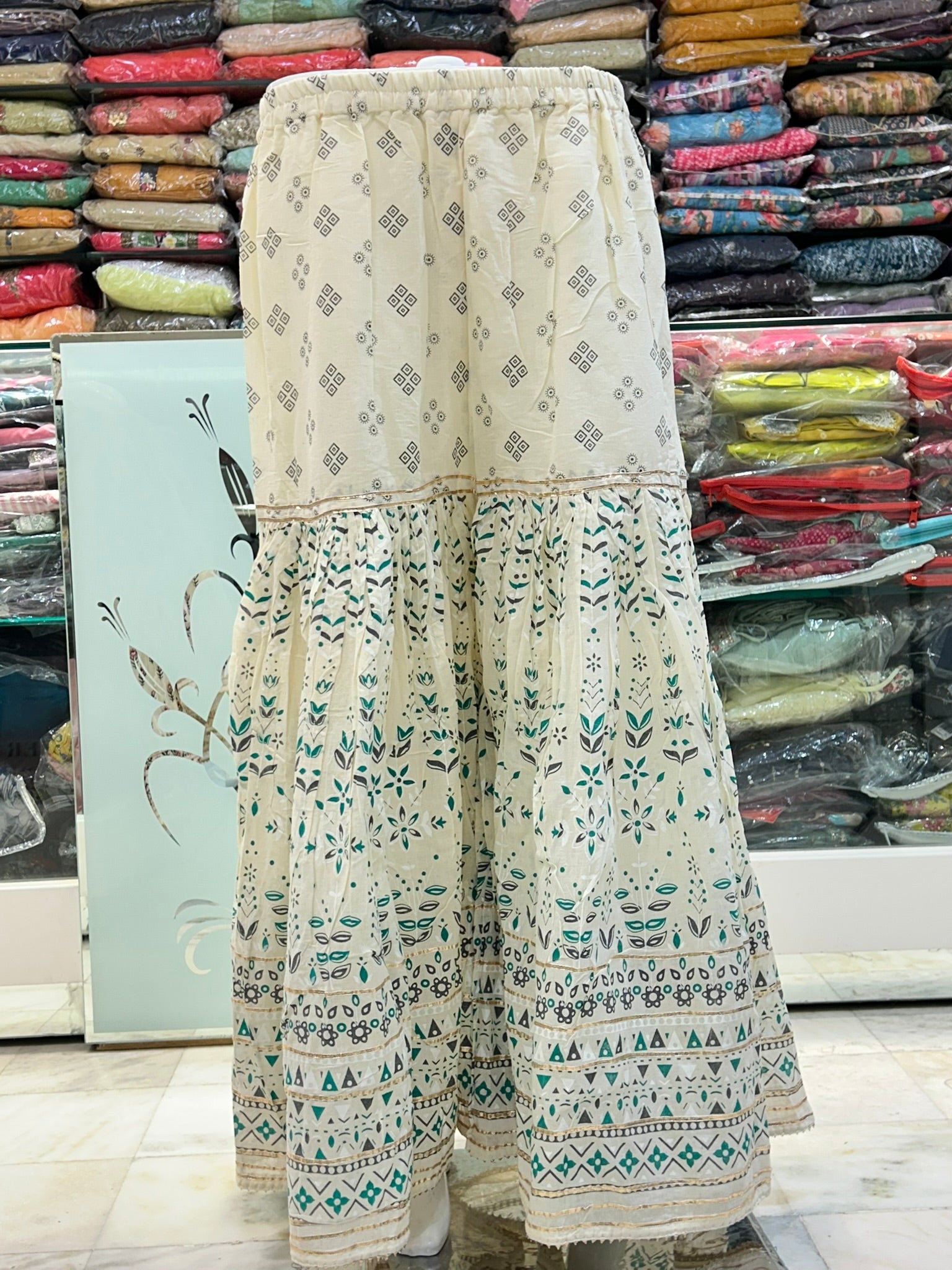 cotton hand block printed sharara with dupatta
