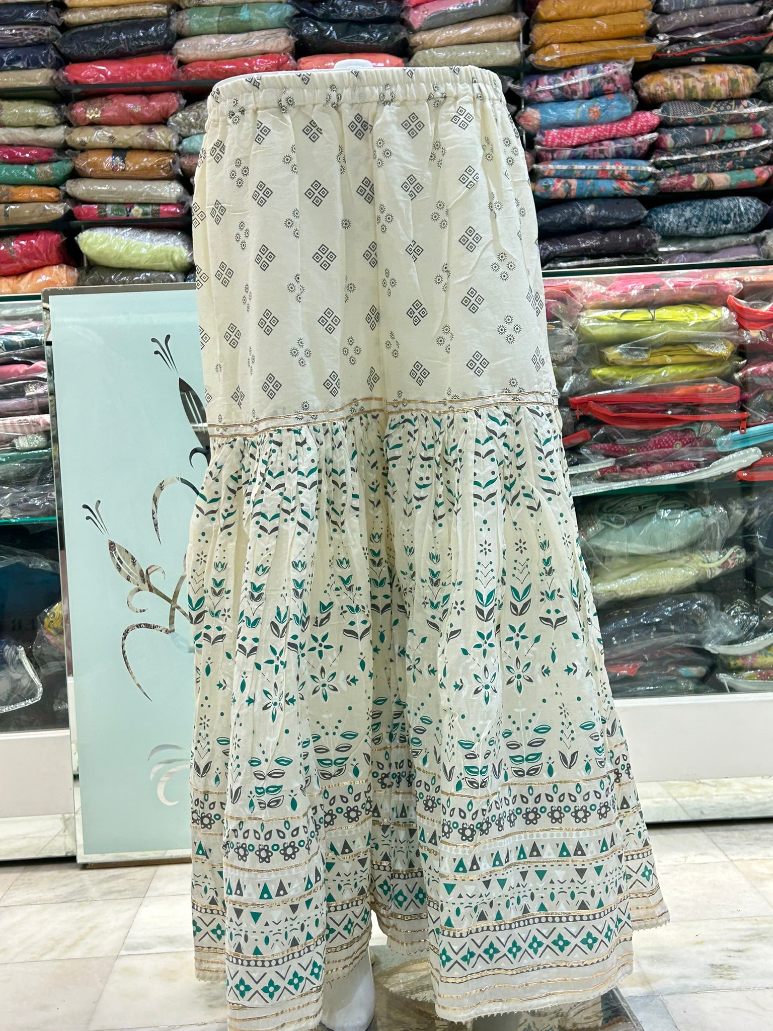 cotton hand block printed sharara with dupatta