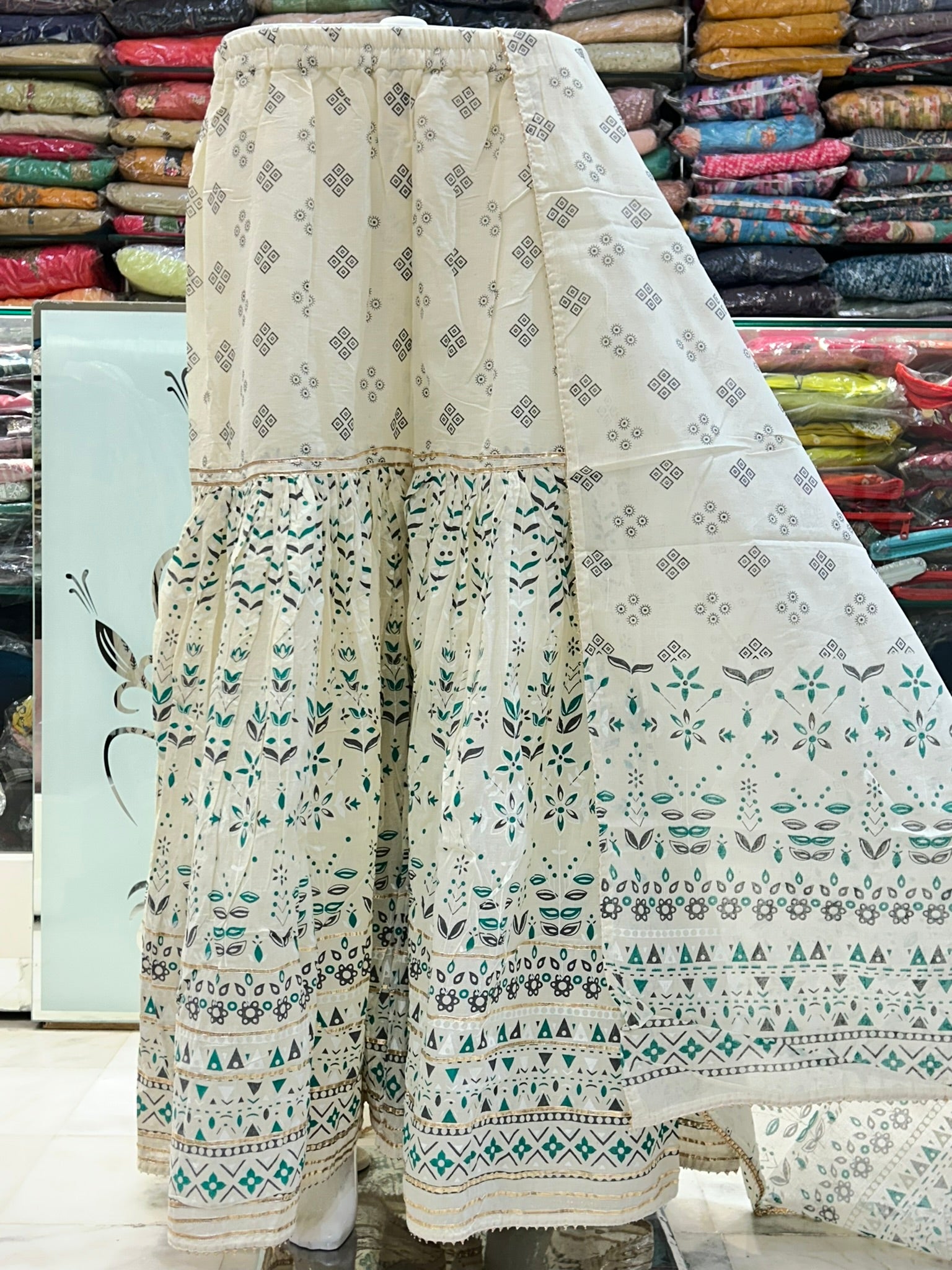 cotton hand block printed sharara with dupatta