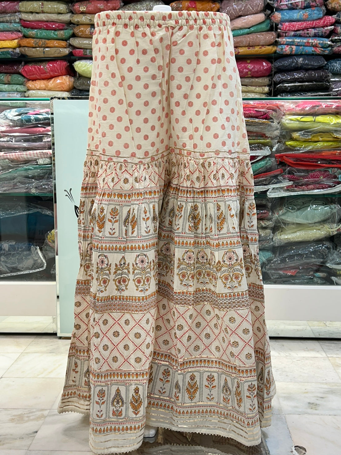 hand block printed pure cotton sharara with dupatta