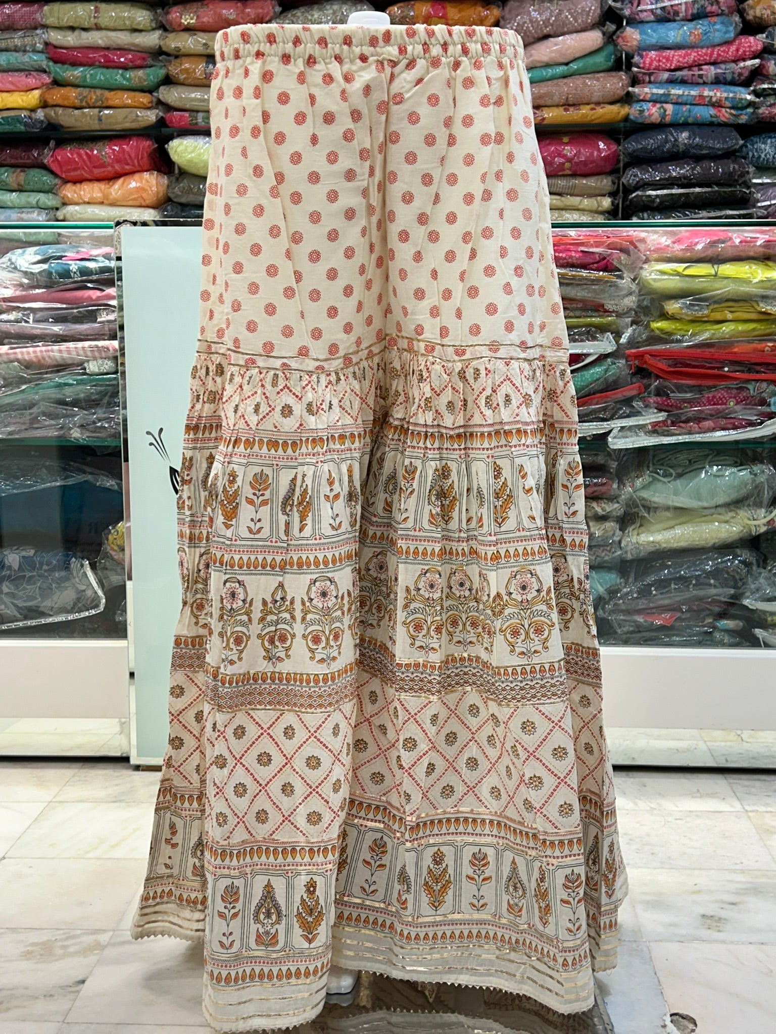 hand block printed pure cotton sharara with dupatta