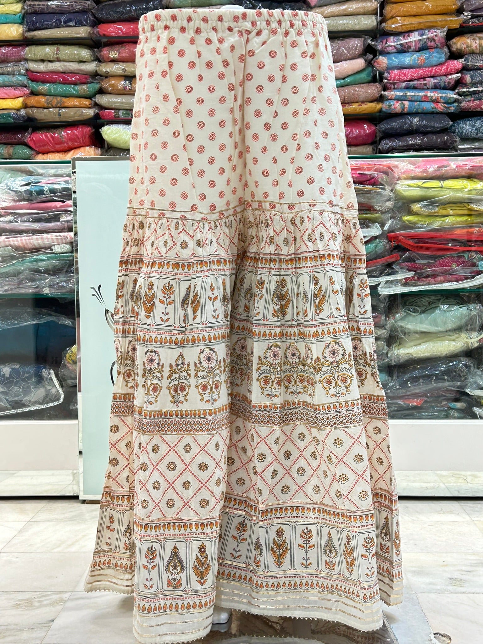 hand block printed pure cotton sharara with dupatta