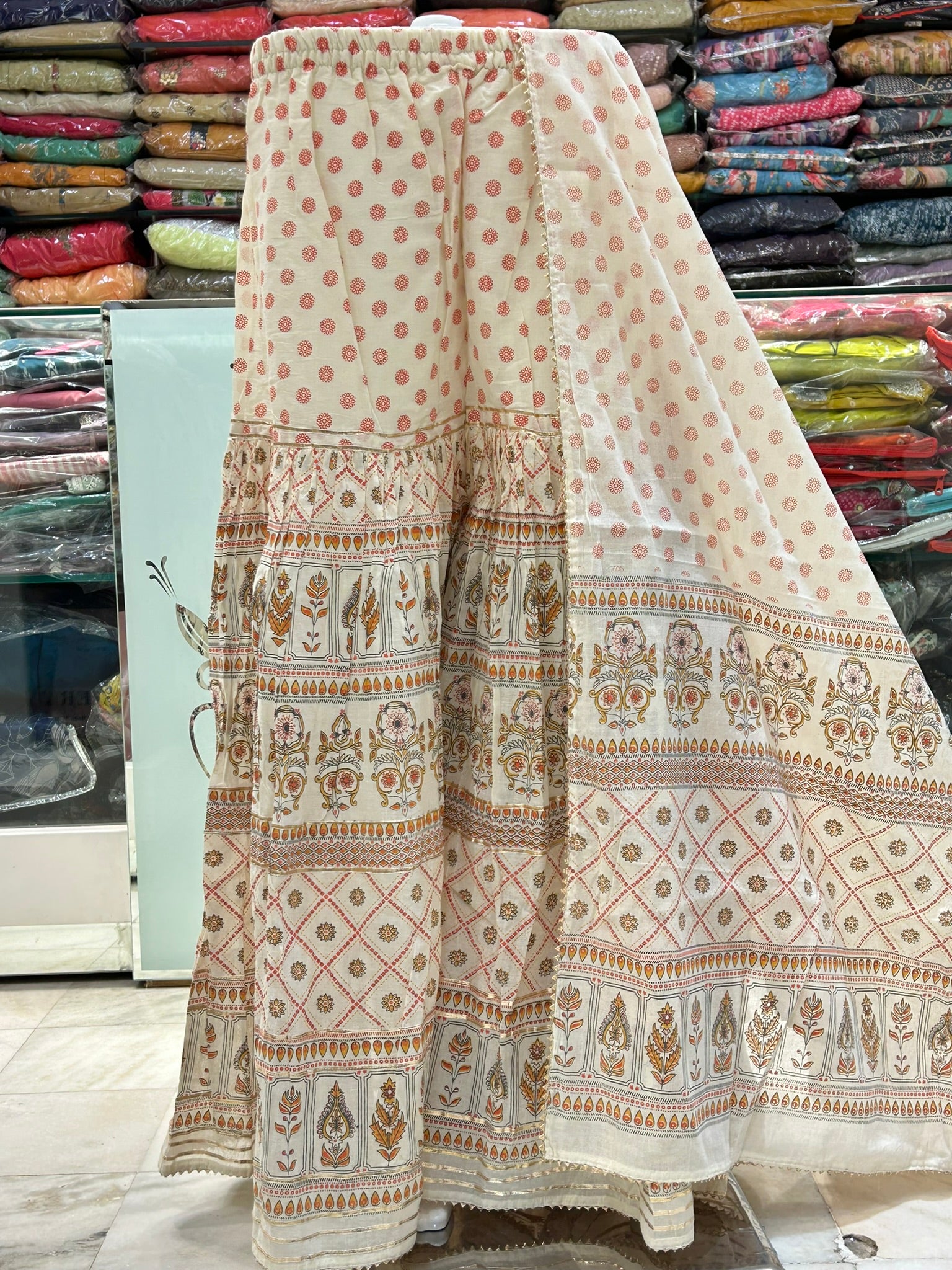 hand block printed pure cotton sharara with dupatta