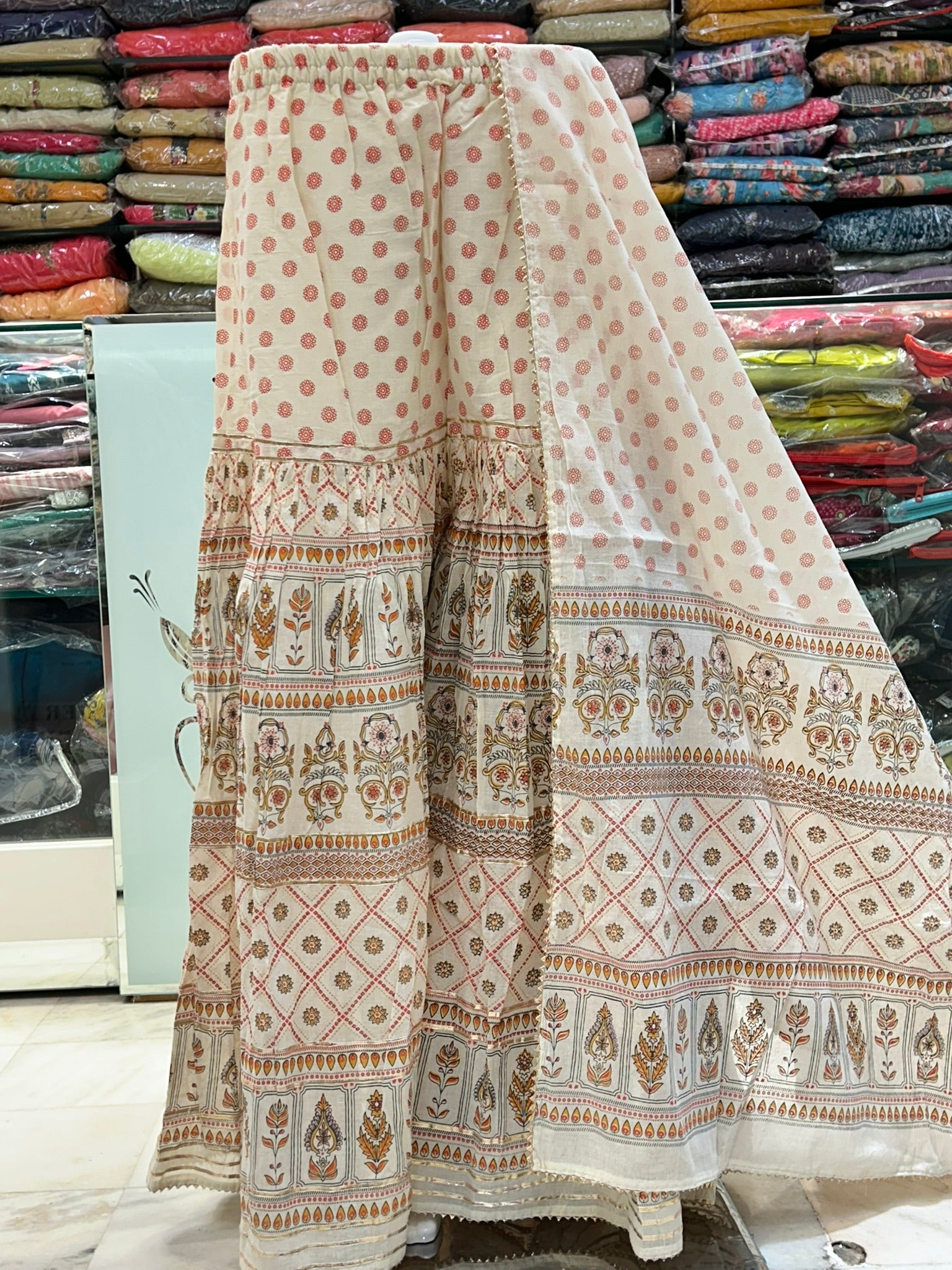 hand block printed pure cotton sharara with dupatta