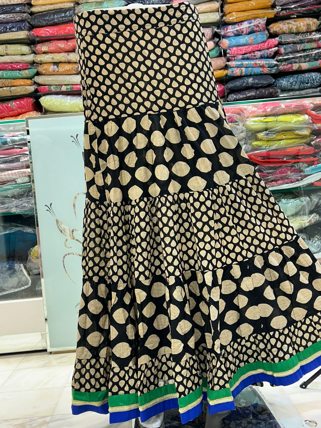 cotton printed skirt black color
