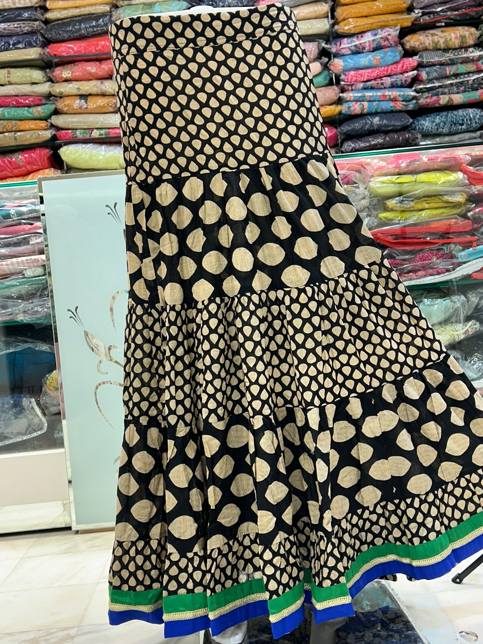 cotton printed skirt black color