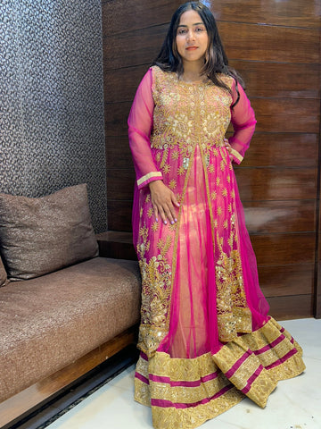 long indo western zardosi beads zari stone work with skirt