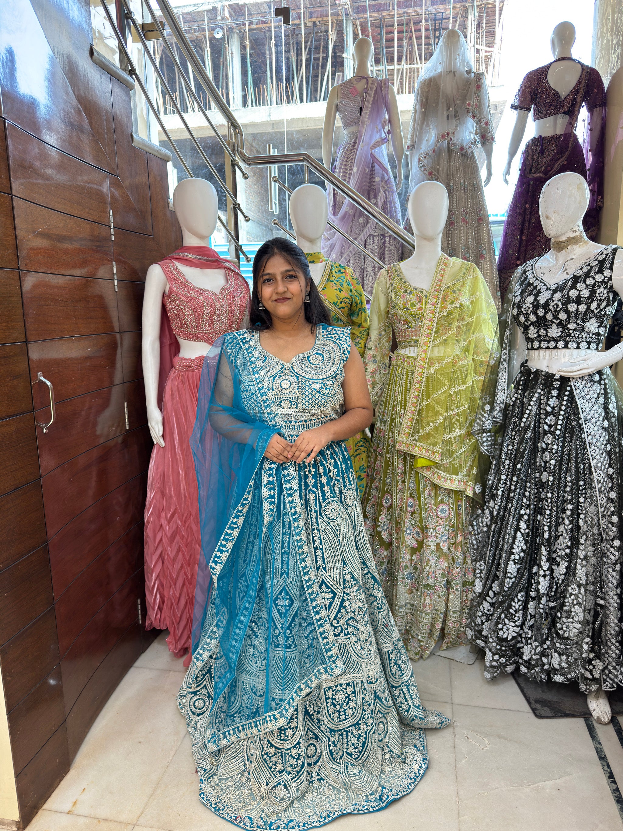 sequence kundal thread work designer engagement lehenga