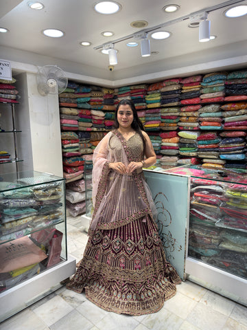 heavy zari zardosi stone work indian bridal lehenga