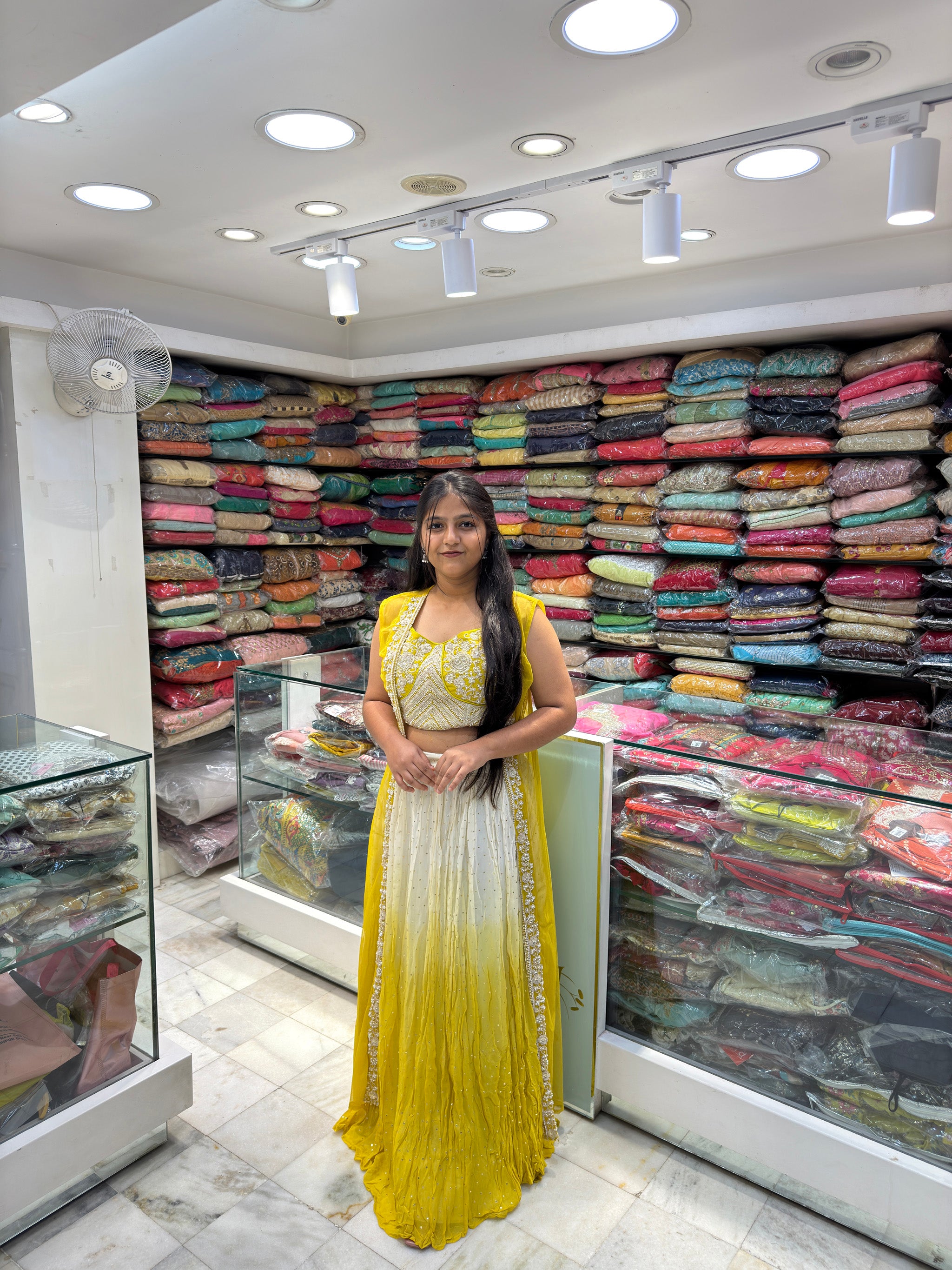 indo western shaded two tone mehandi haldi outfit