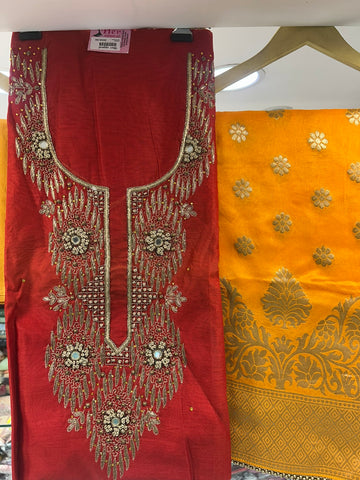 chanderi silk gott patti baranrasi dupatta dress material