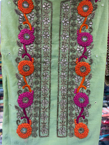 chanderi silk awesome gotta patti zari neckline lahriya pure dupatta