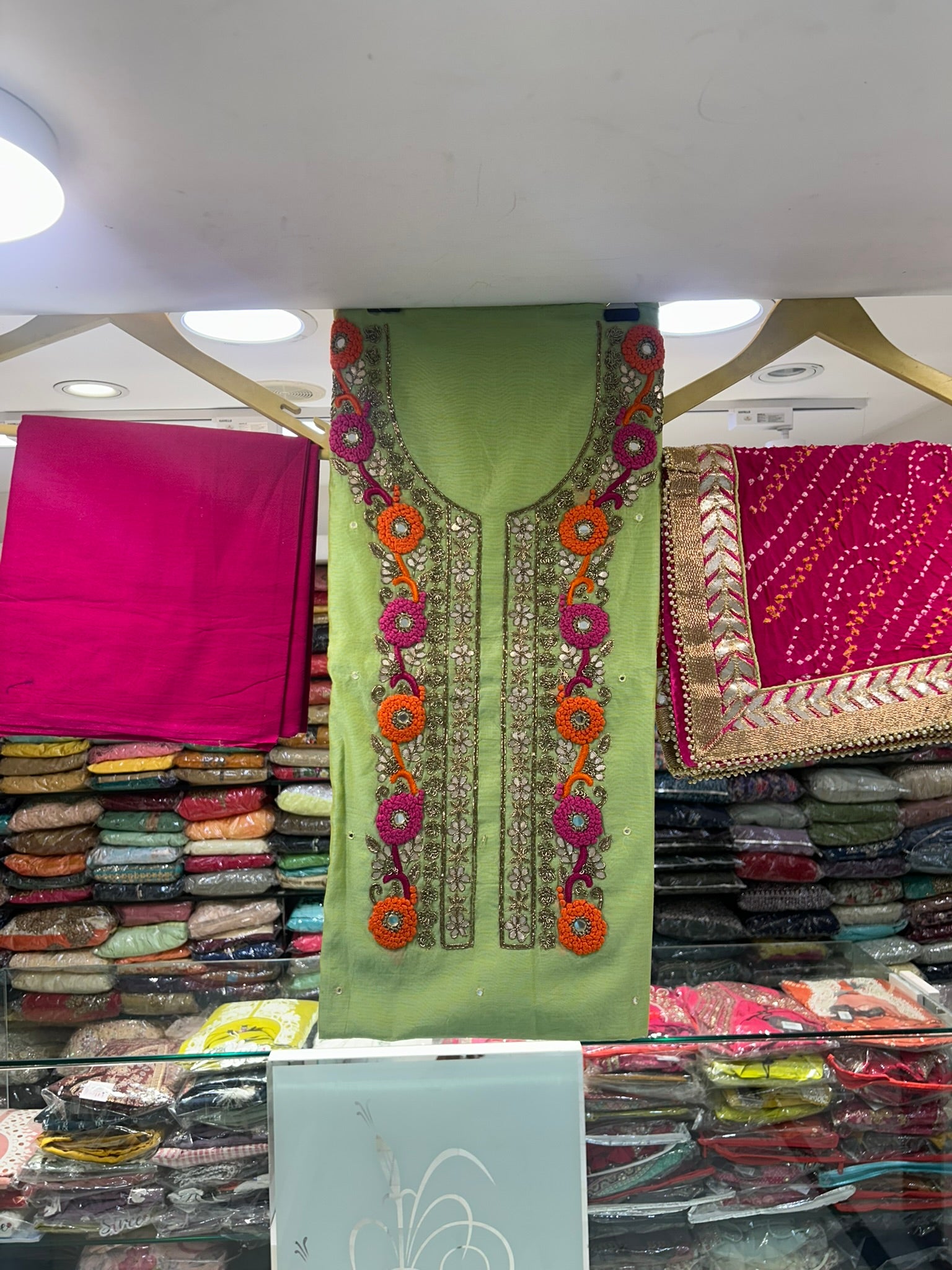 chanderi silk awesome gotta patti zari neckline lahriya pure dupatta