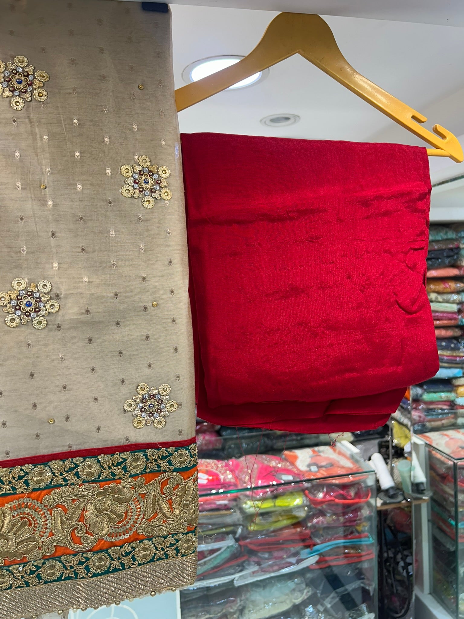 chanderi silk heavy panel with butta work party and wedding dress material