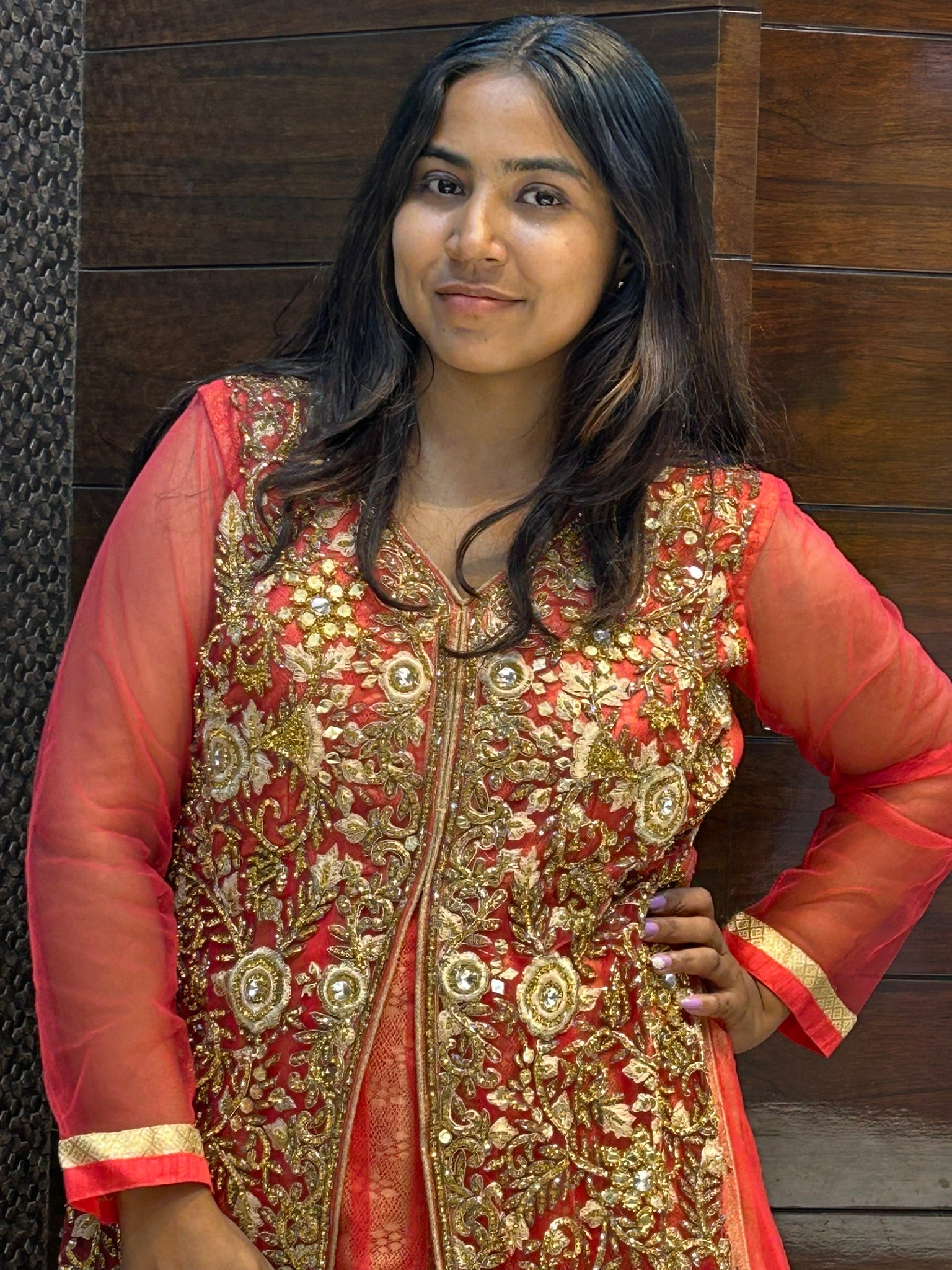 long zari zardosi glass stone work one piece bridal indowestern dress