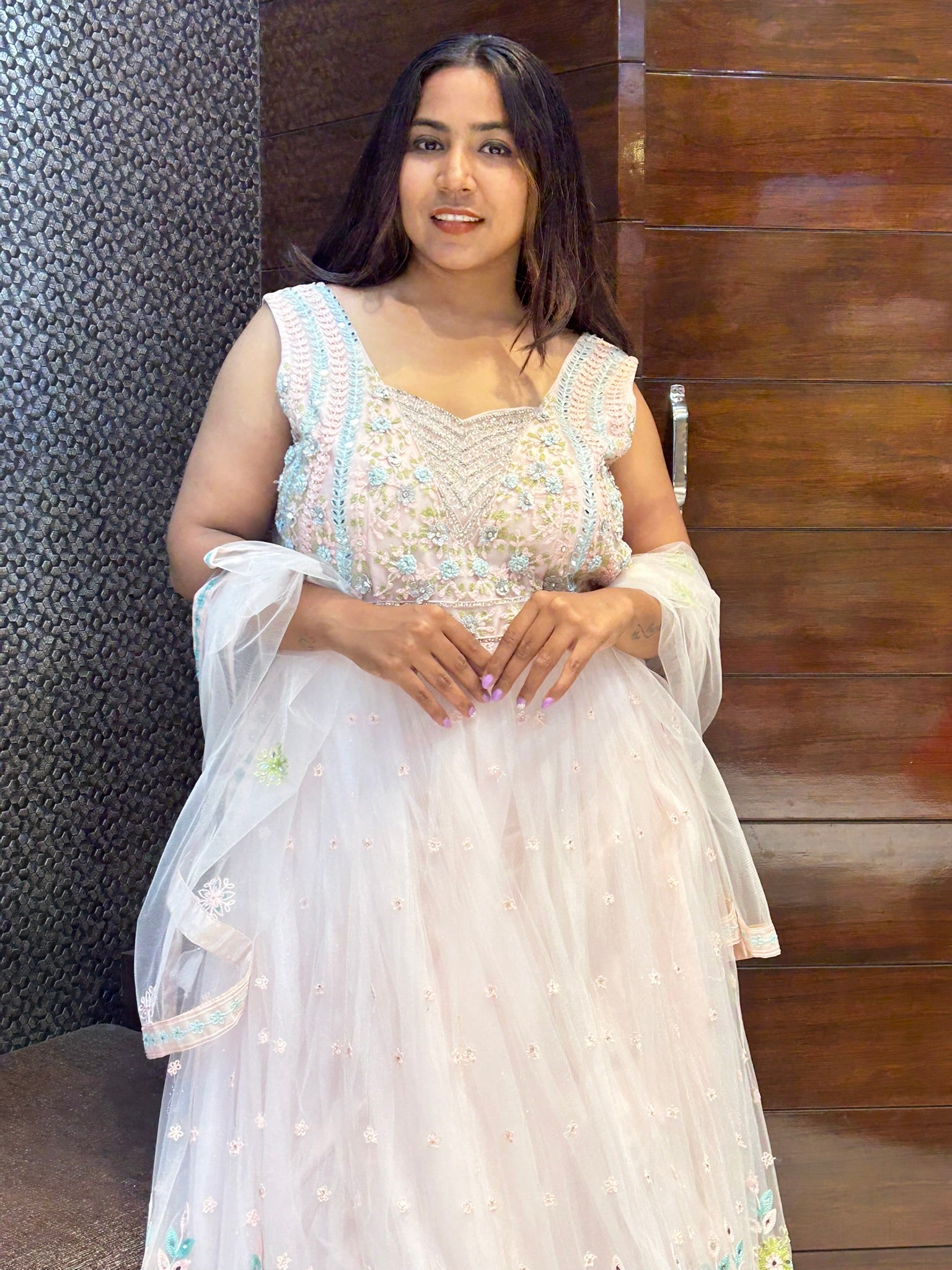 mirror thread stone work neck emblished beautifully wedding gowns