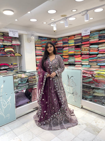 designer zari stone sequence work wedding lehenga