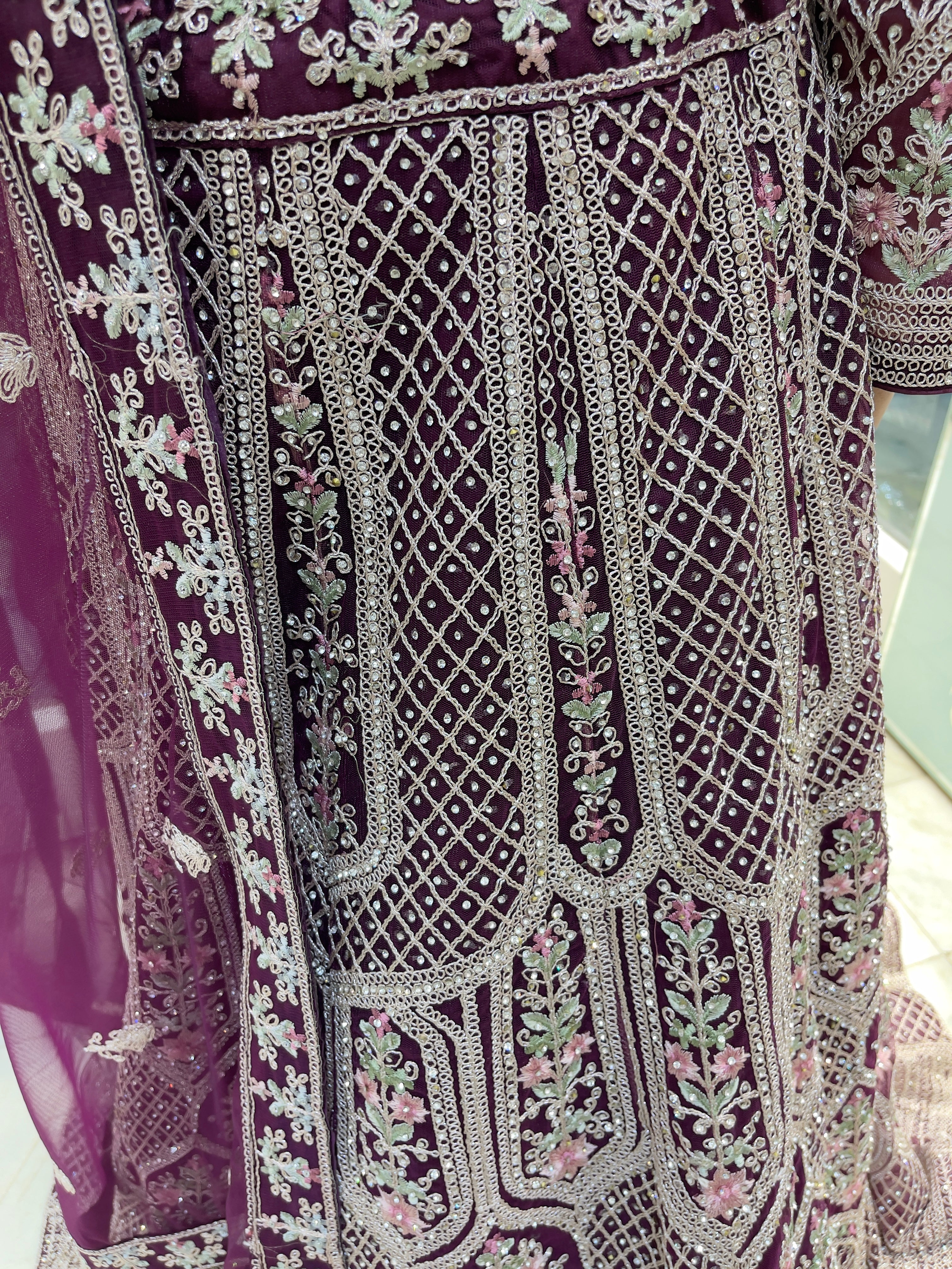 designer zari stone sequence work wedding lehenga