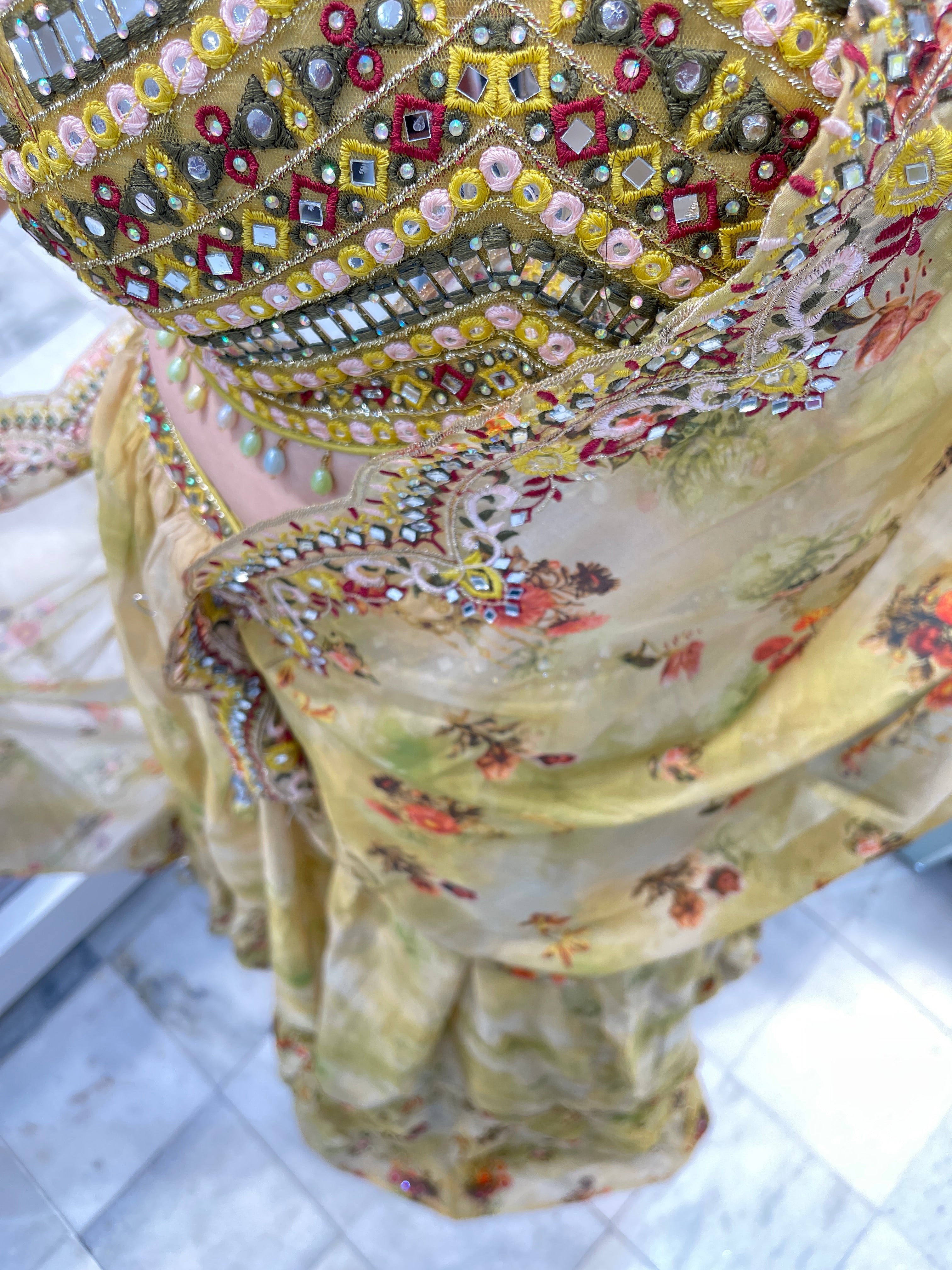 floral printed organza indo western designer collection