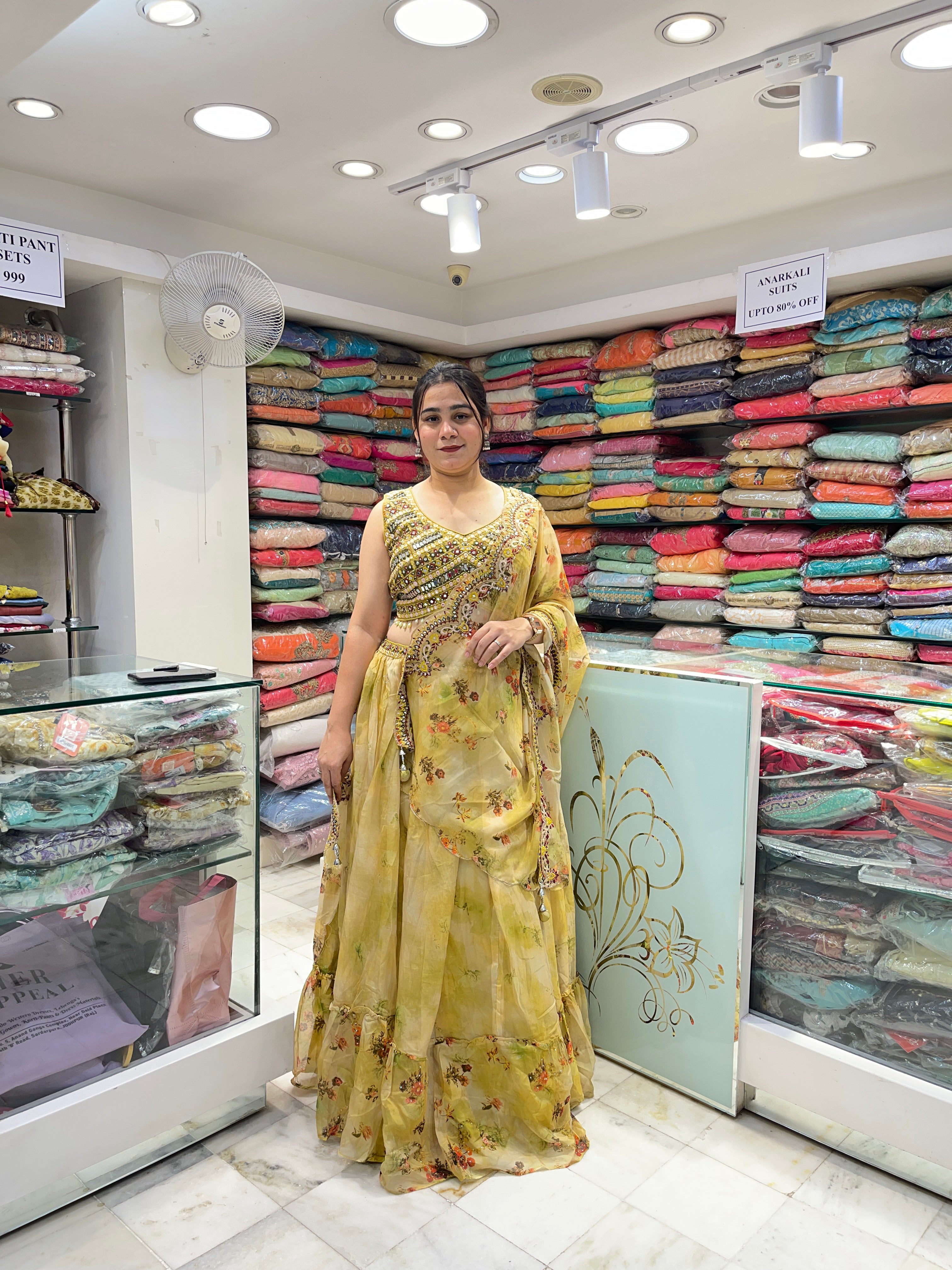 floral printed organza indo western designer collection