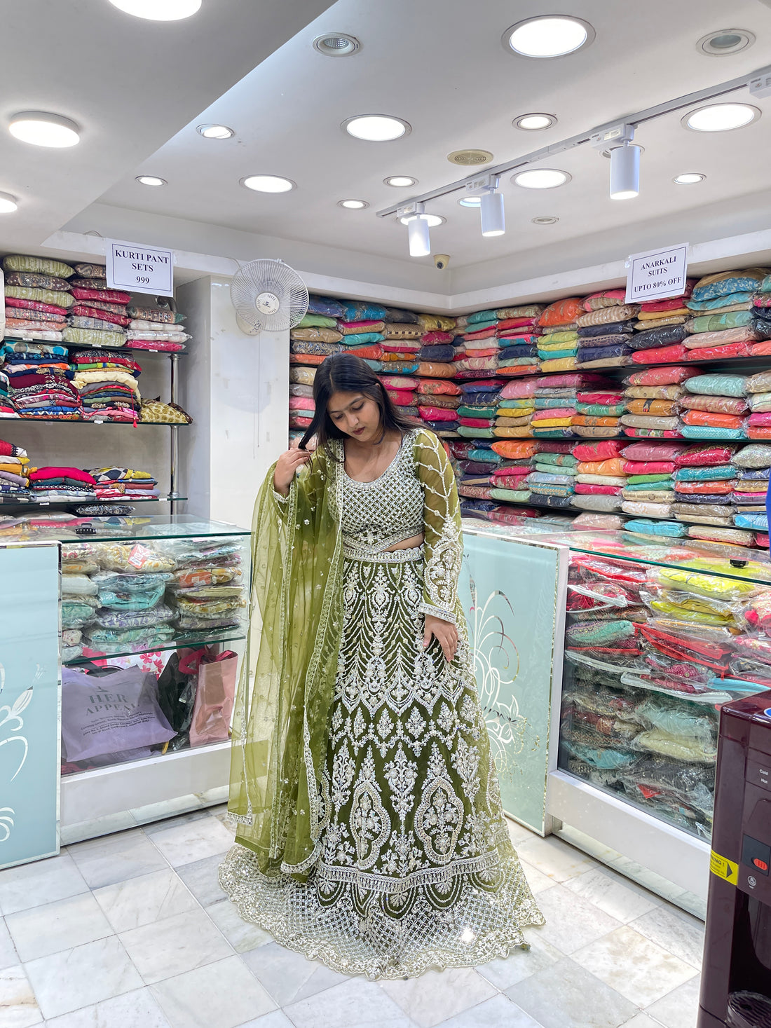 Zari glass pearl work perfect lehenga for mehandi engagements and weddings