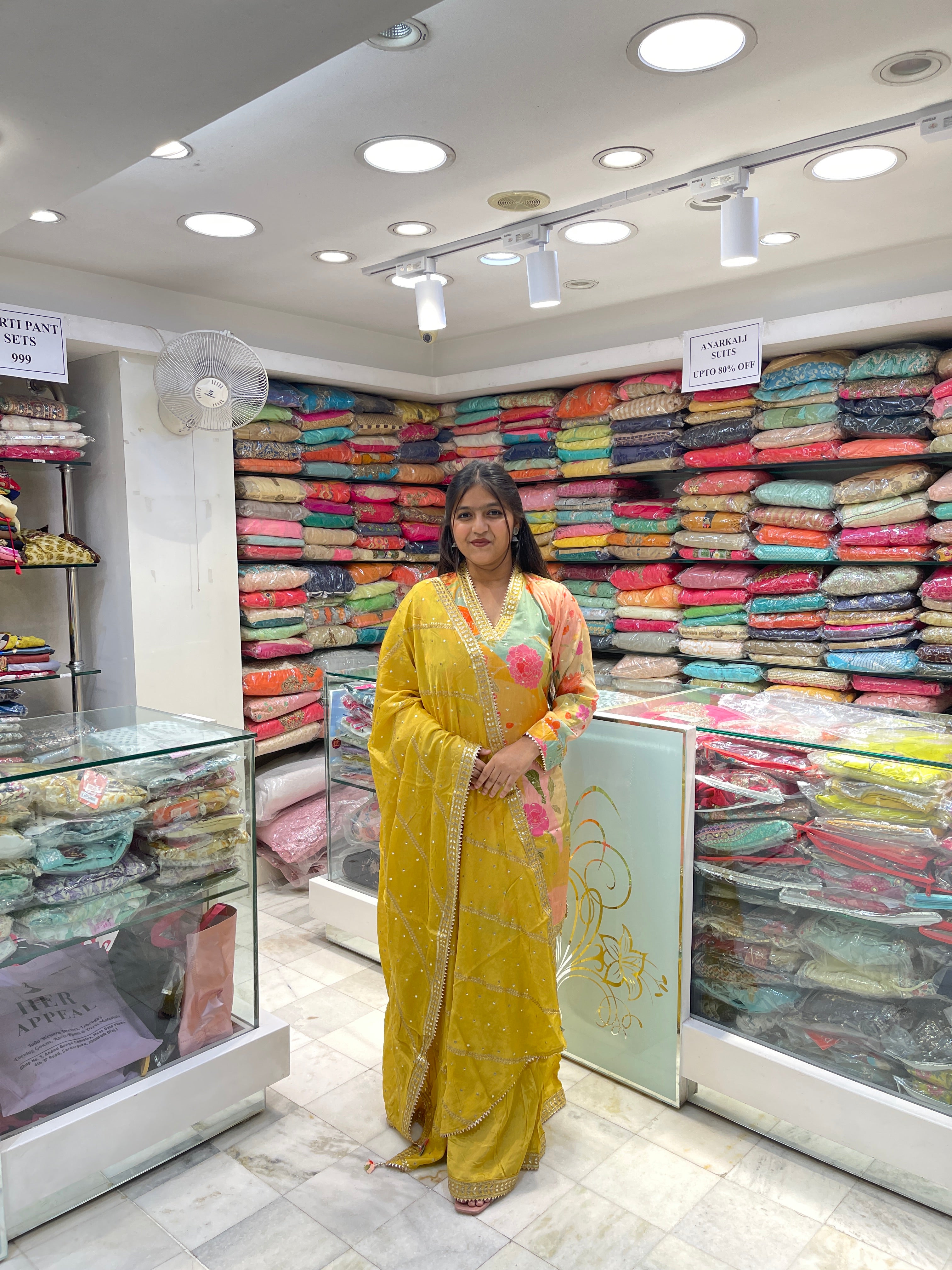 Pure fabric multicolor floral gotta patti lace work sharara suit