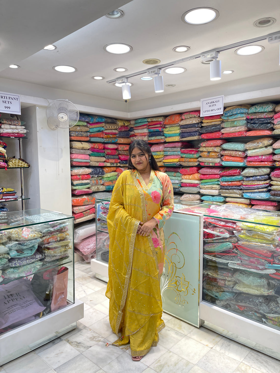 Pure fabric multicolor floral gotta patti lace work sharara suit