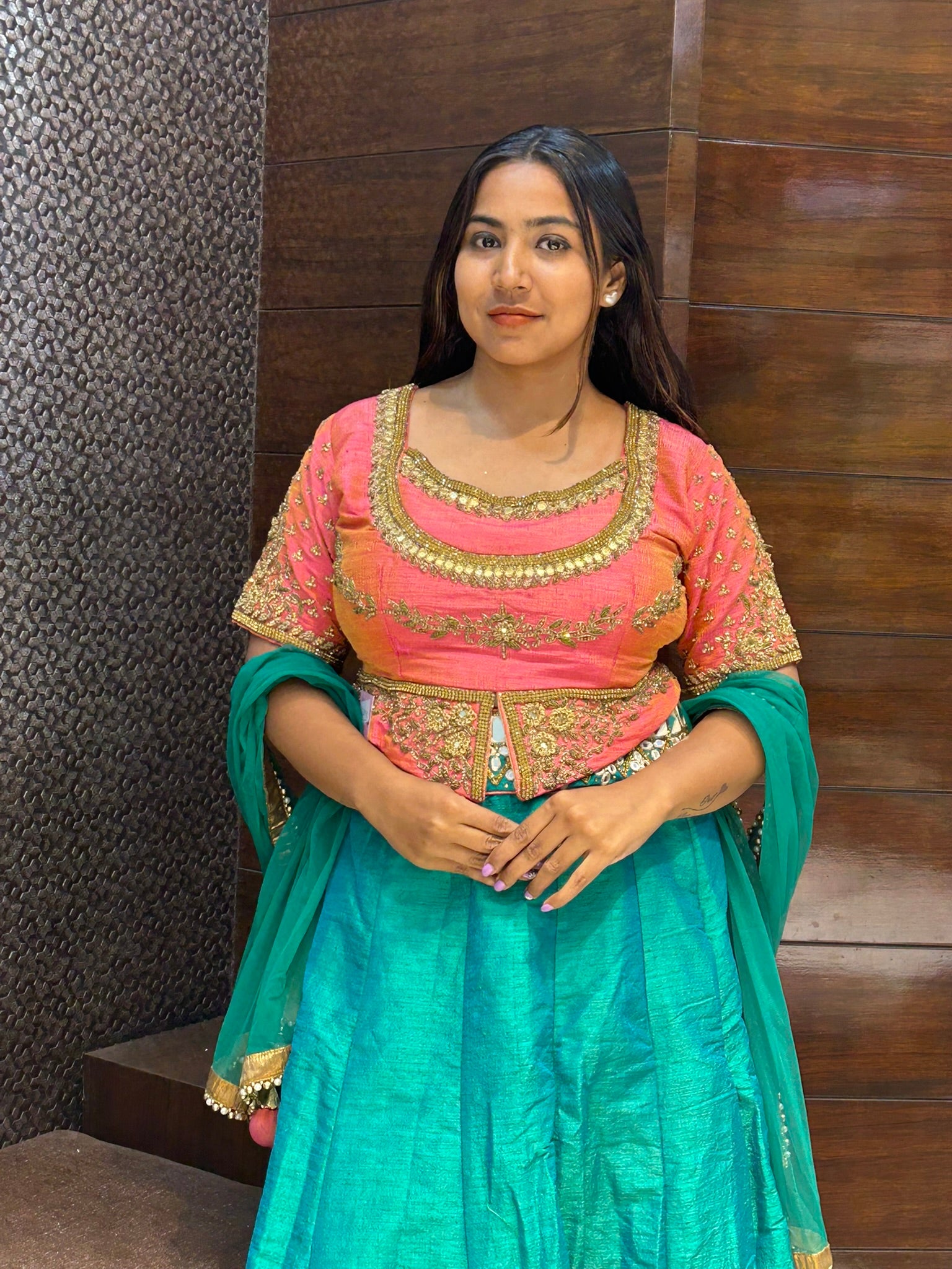 pure raw silk zari zardosi lehenga top wedding wear