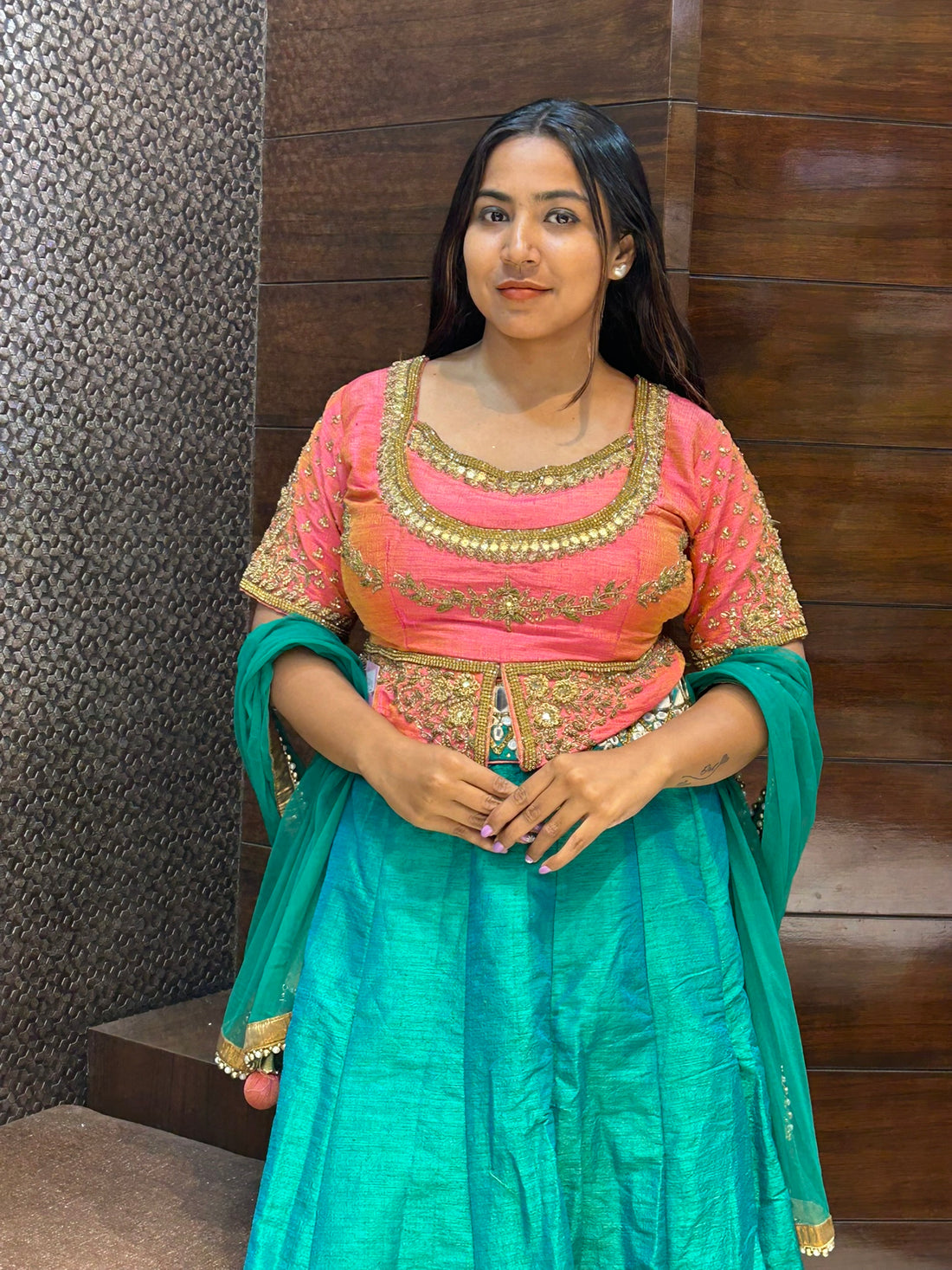 pure raw silk zari zardosi lehenga top wedding wear