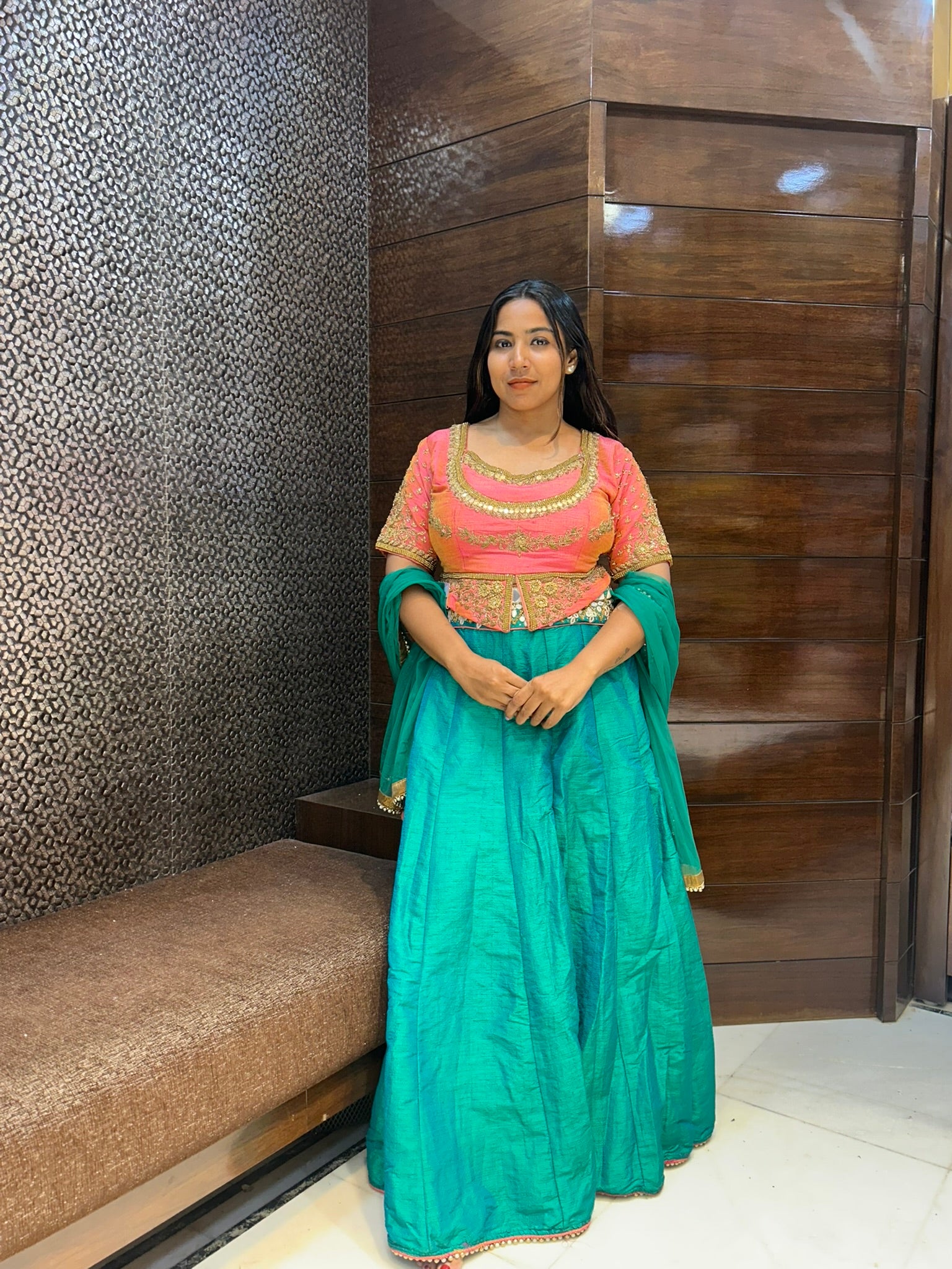 pure raw silk zari zardosi lehenga top wedding wear