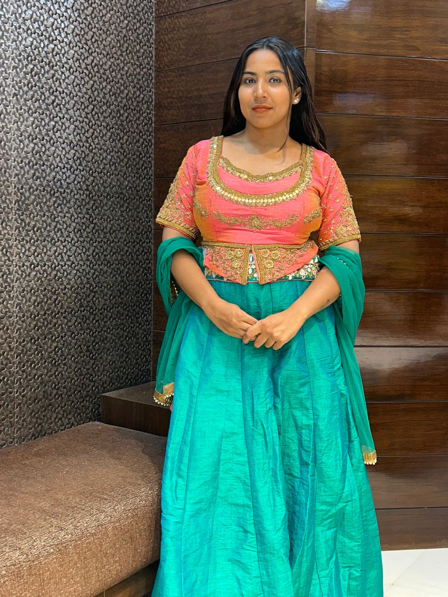 pure raw silk zari zardosi lehenga top wedding wear